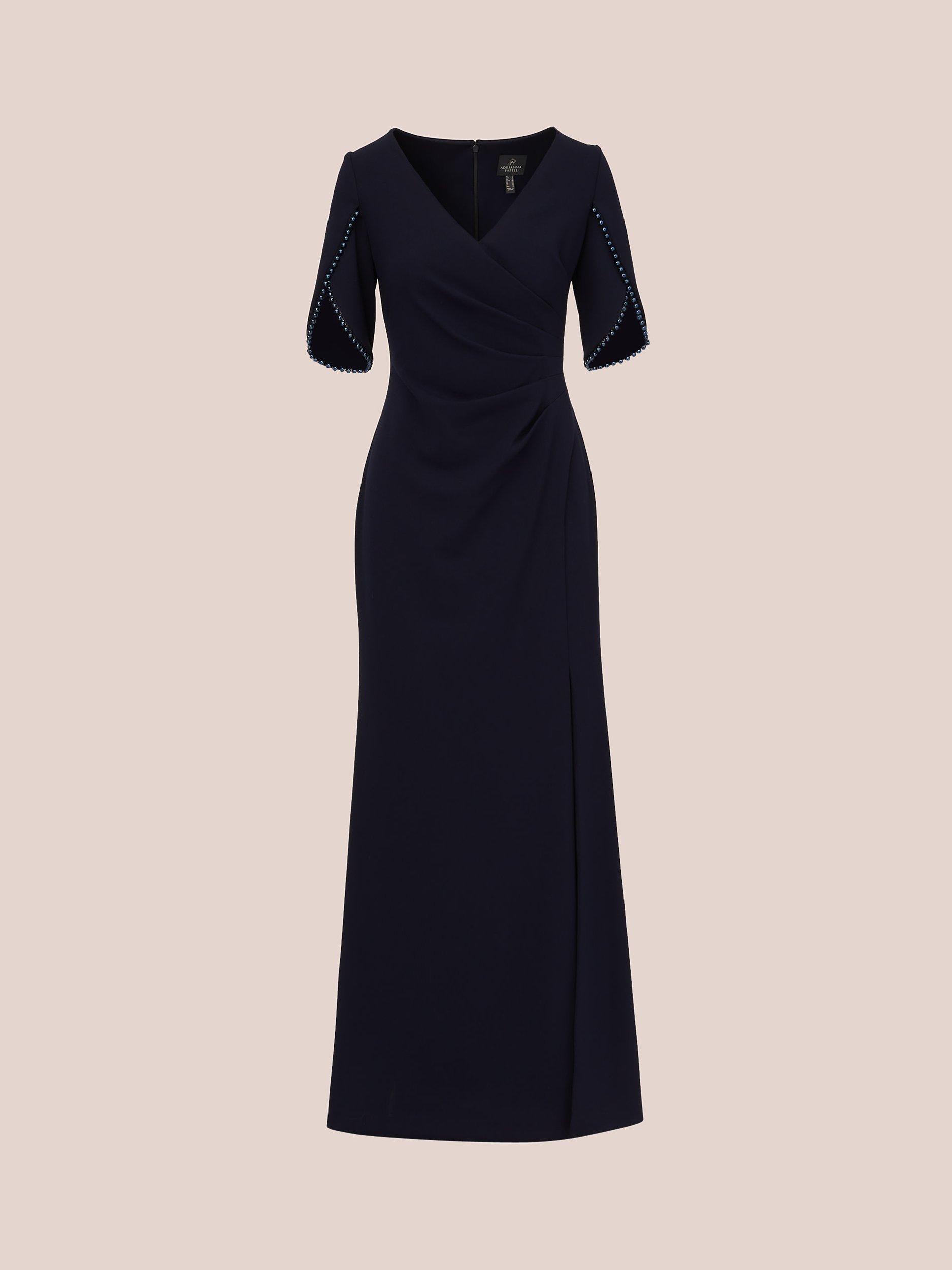 Product image 6 of 7, which shows Adrianna Papell Pearl Trim Knit Maxi Dress, Midnight, 20