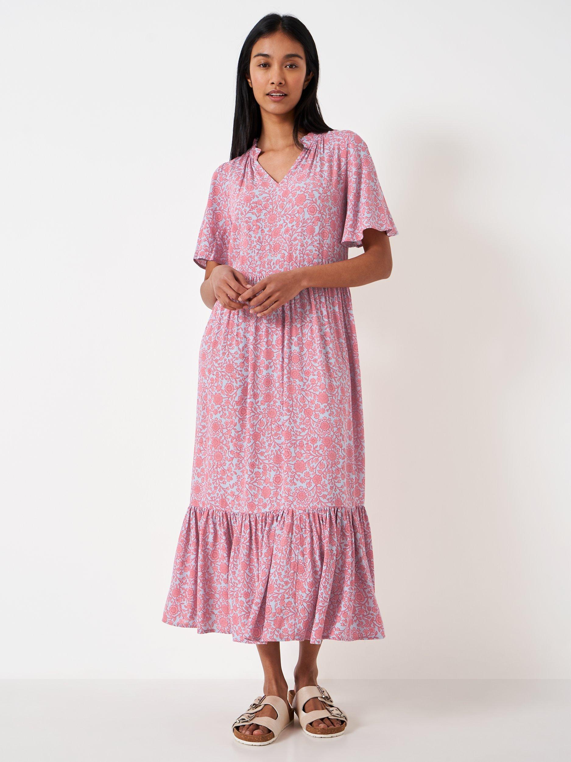 Product image 1 of 6, which shows Crew Clothing Eva Floral Bloom Dress, Multi/Pink, 8