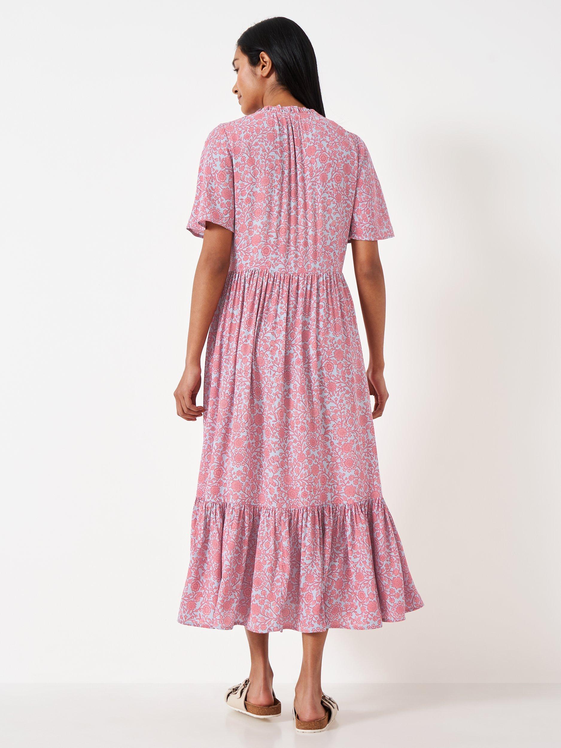 Product image 3 of 6, which shows Crew Clothing Eva Floral Bloom Dress, Multi/Pink, 8