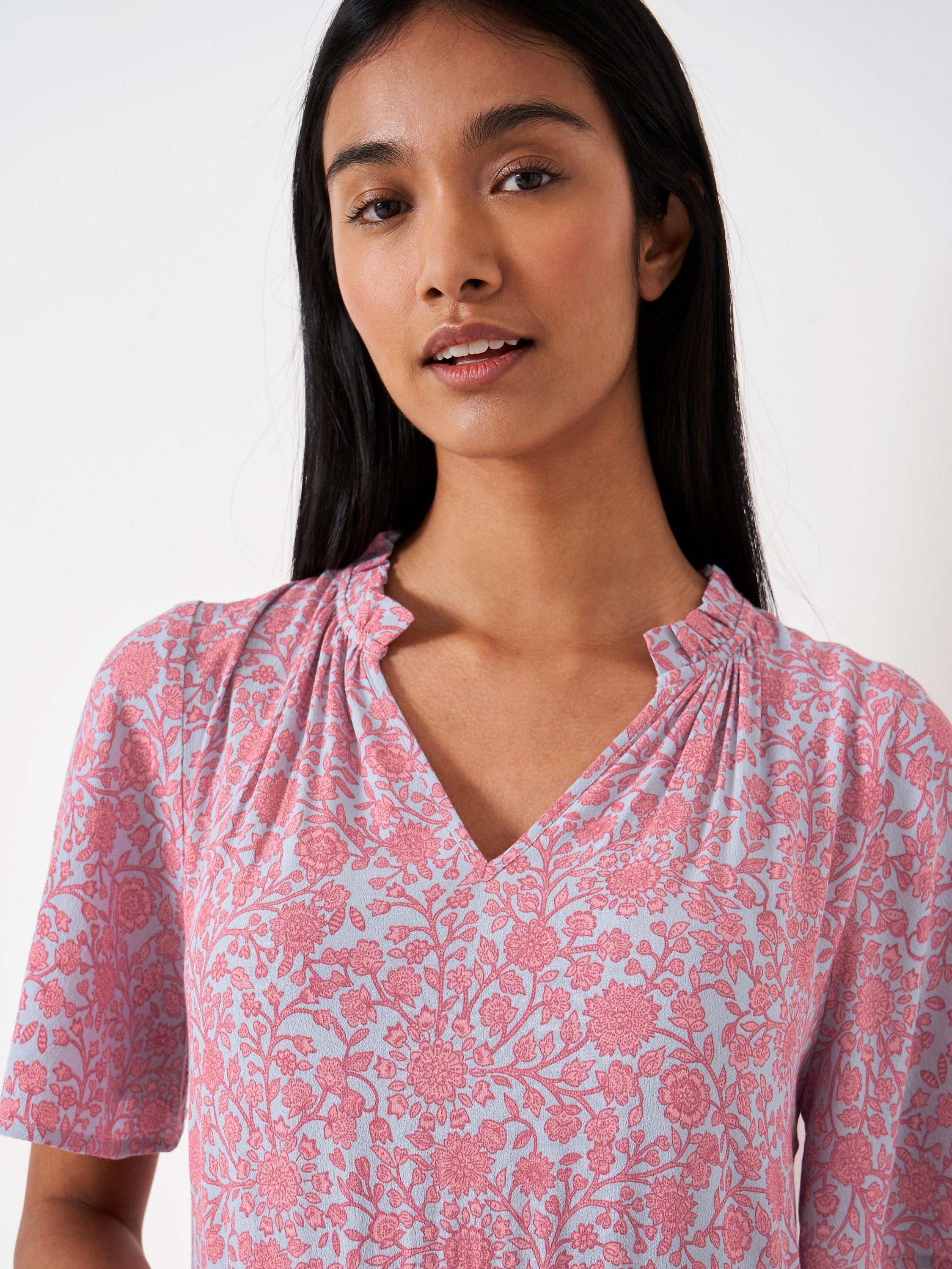 Product image 5 of 6, which shows Crew Clothing Eva Floral Bloom Dress, Multi/Pink, 8