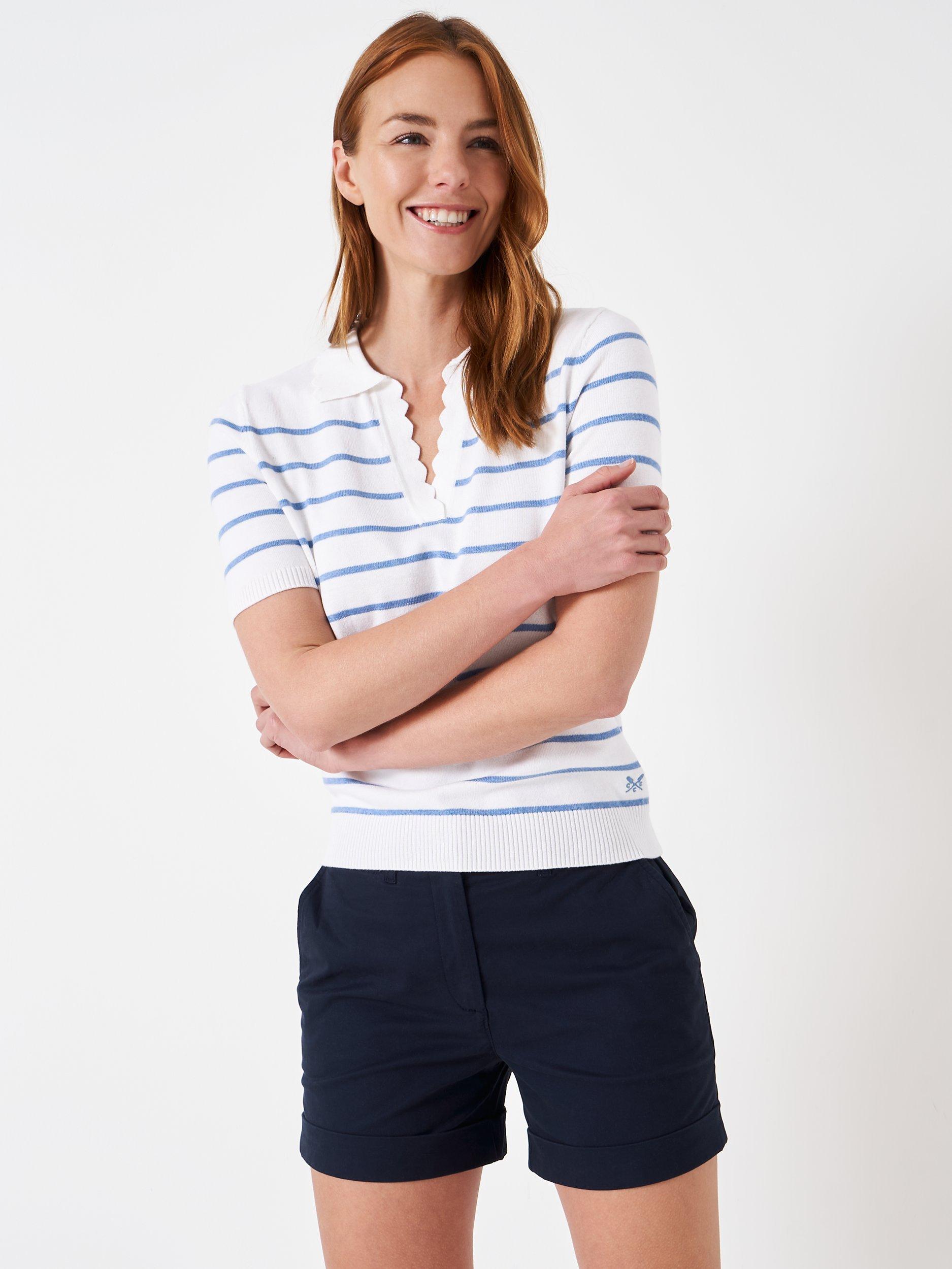 Crew Clothing Sola Stripe Knit Top, White