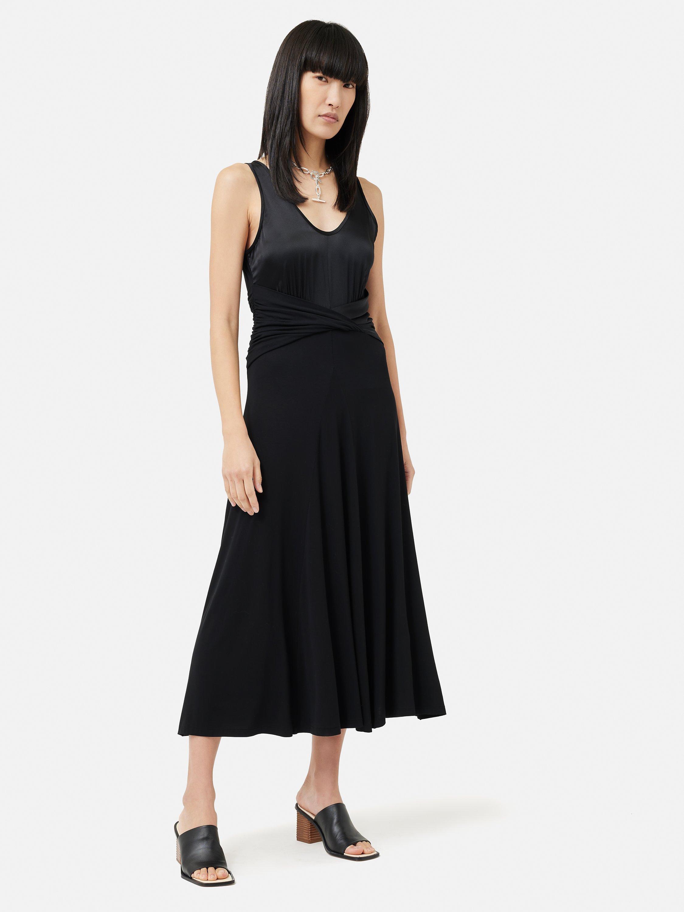 Jigsaw Jersey Silk Front Twist Dress Black