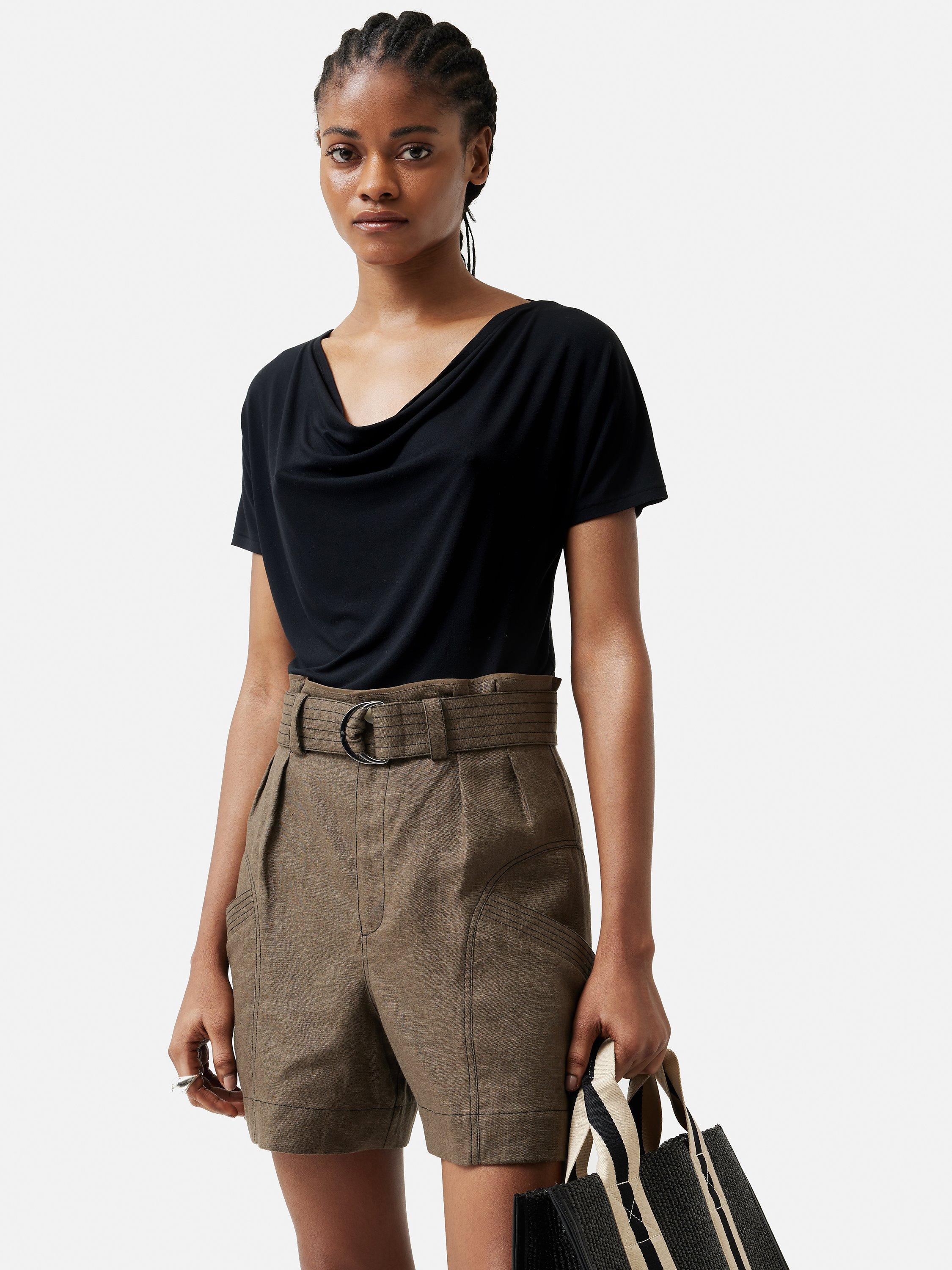 Jigsaw Drape Cowl Neck Top, Brown