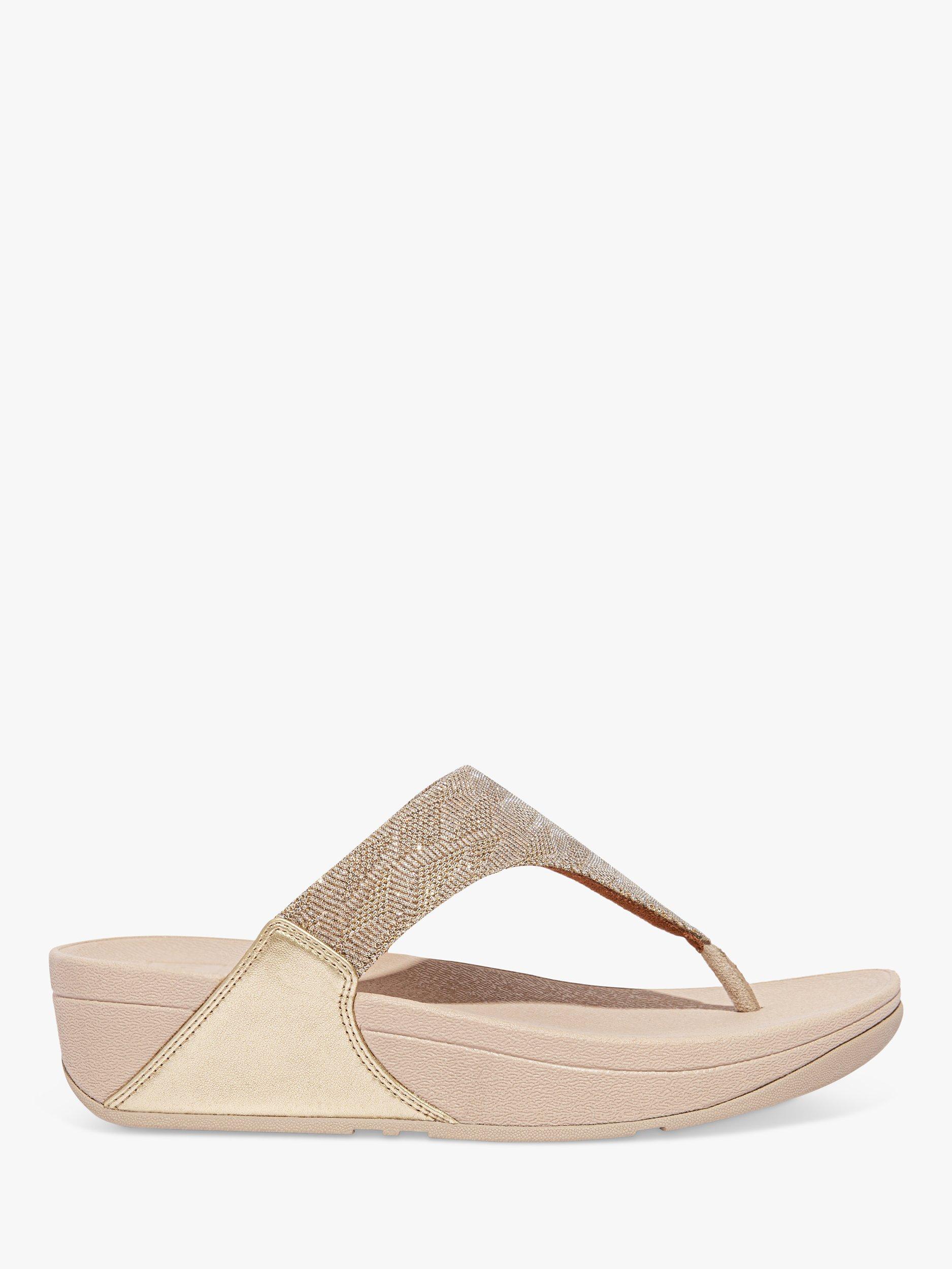 FitFlop Lulu Glitz Toe Post Mules, Platino