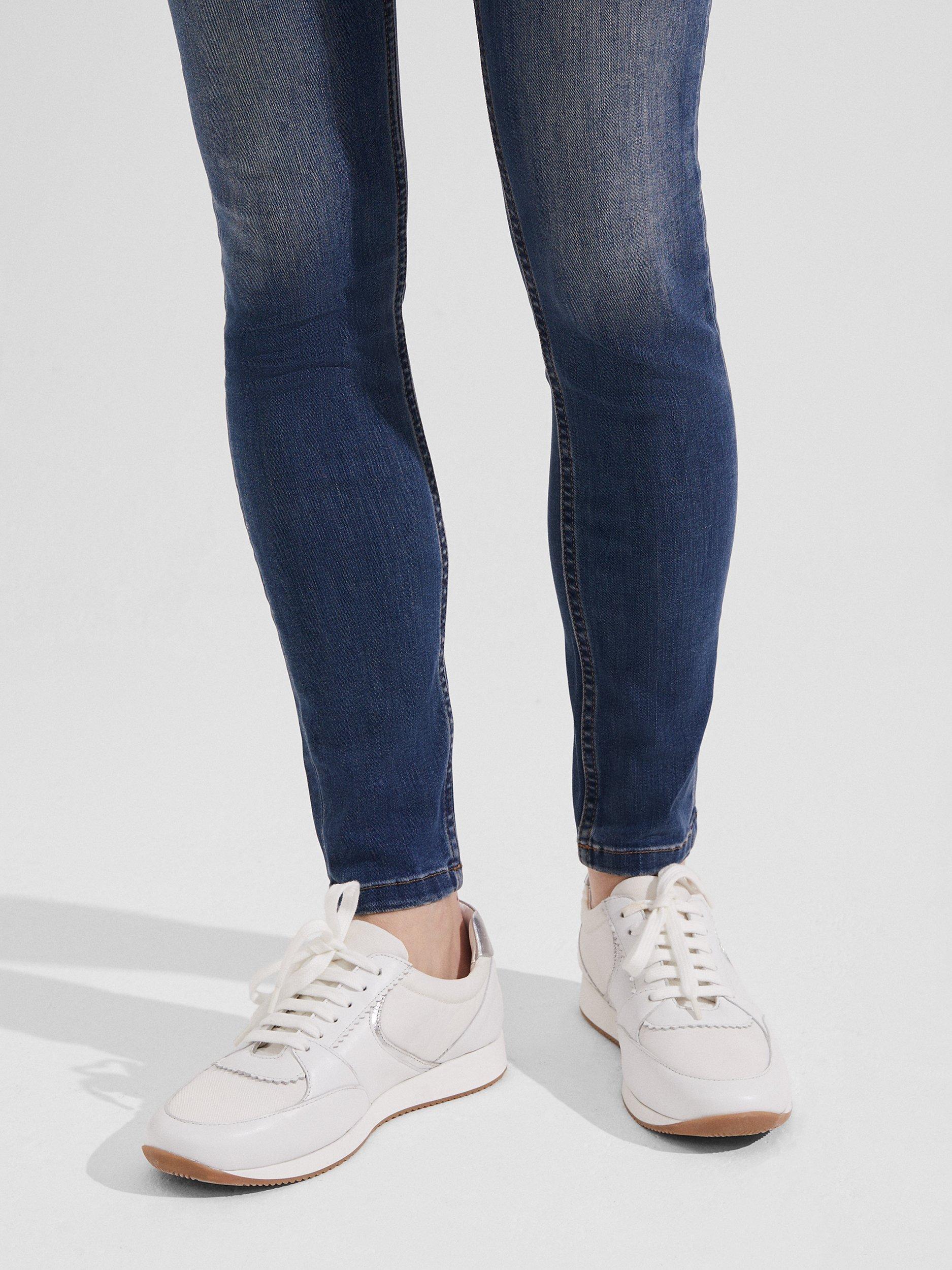 Product image 2 of 6, which shows Hobbs Mara Leather Trainers, White, 3