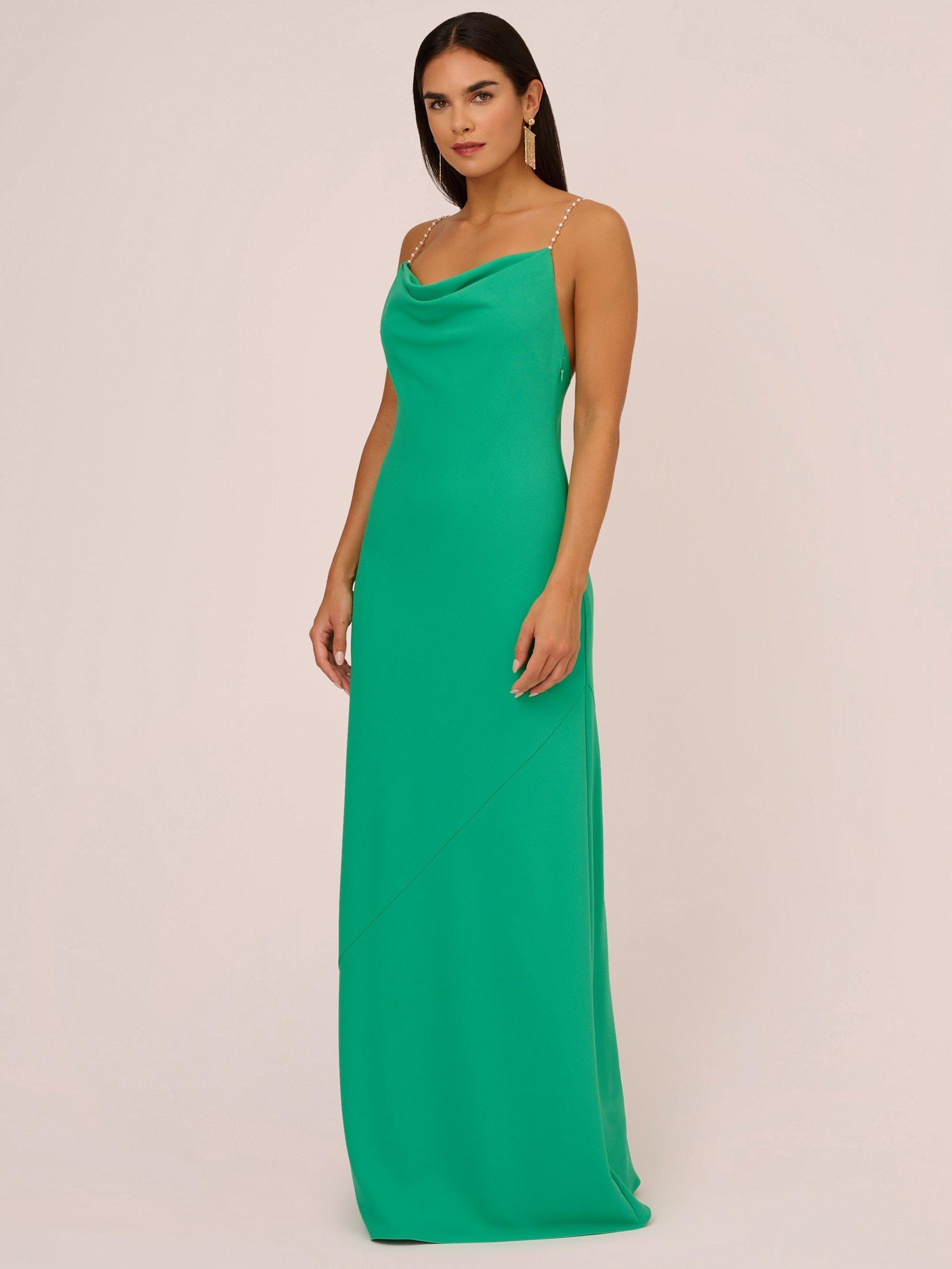 Aidan by Adrianna Papell Knit Crepe Cowl Neck Maxi Dress Summer Green