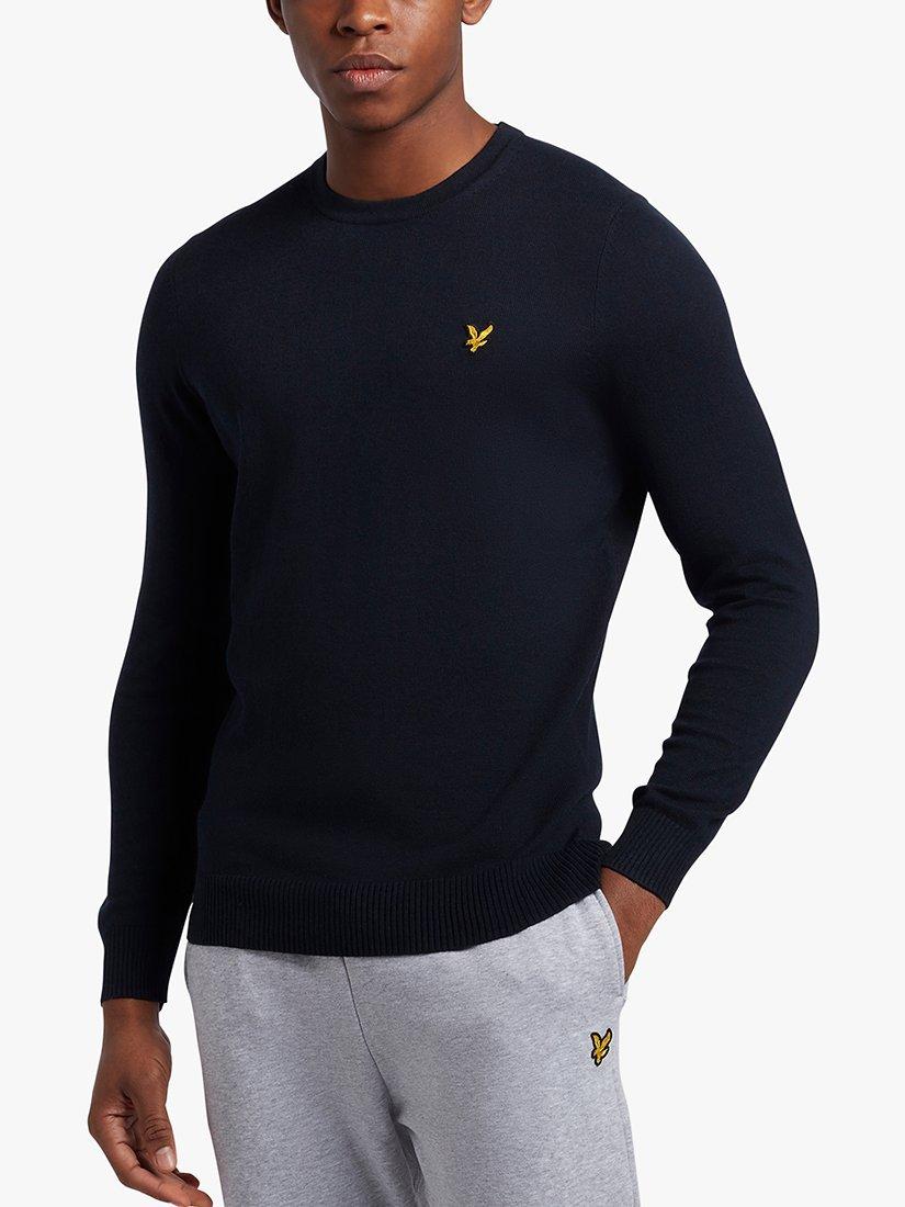 Product image 1 of 5, which shows Lyle & Scott Crew Neck Merino Wool Blend Jumper, Dark Navy, XS