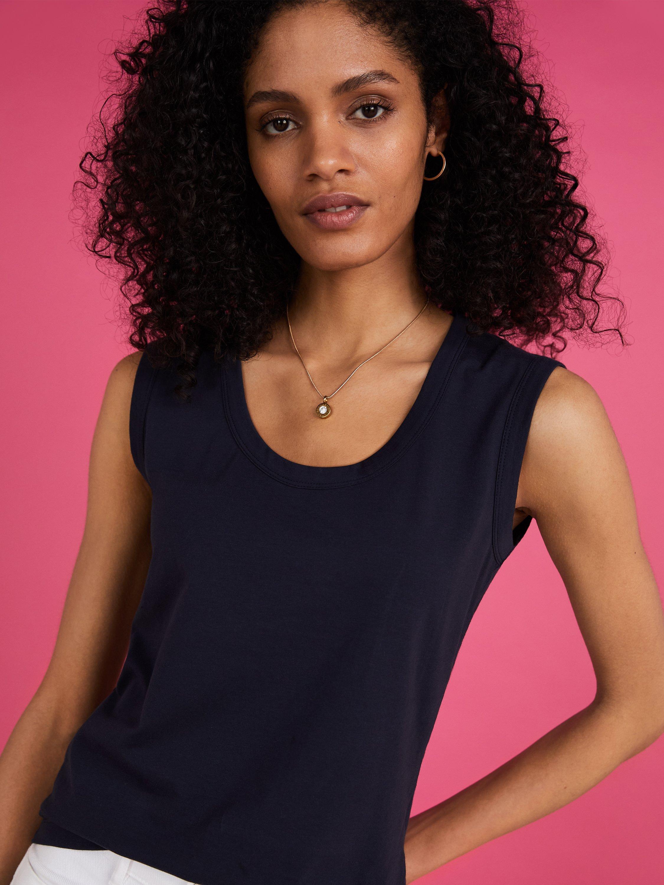 Baukjen Gayle Organic Scoop Neck Vest Top, Deep Indigo, 18
