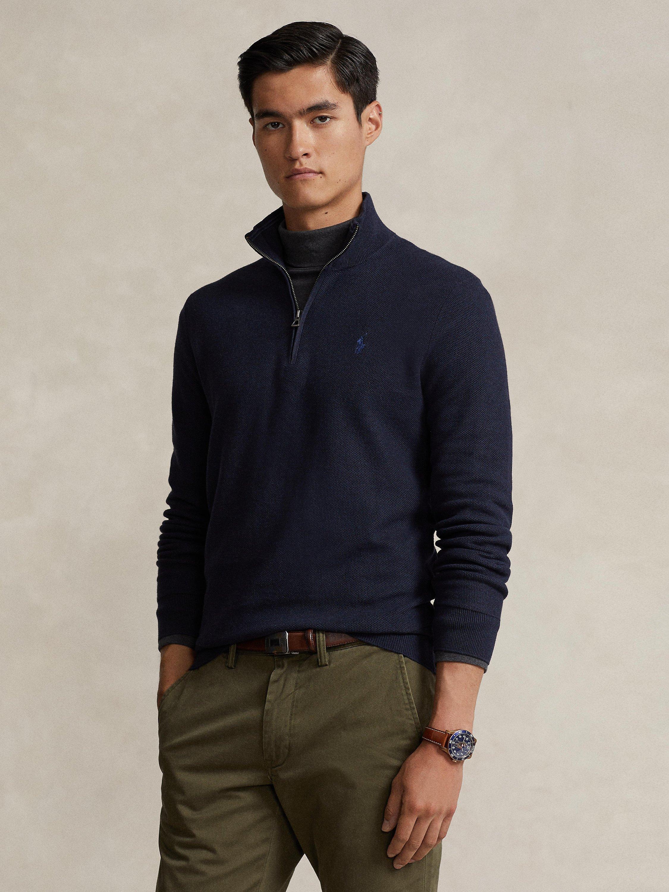 Men's polo half zip sweater best sale