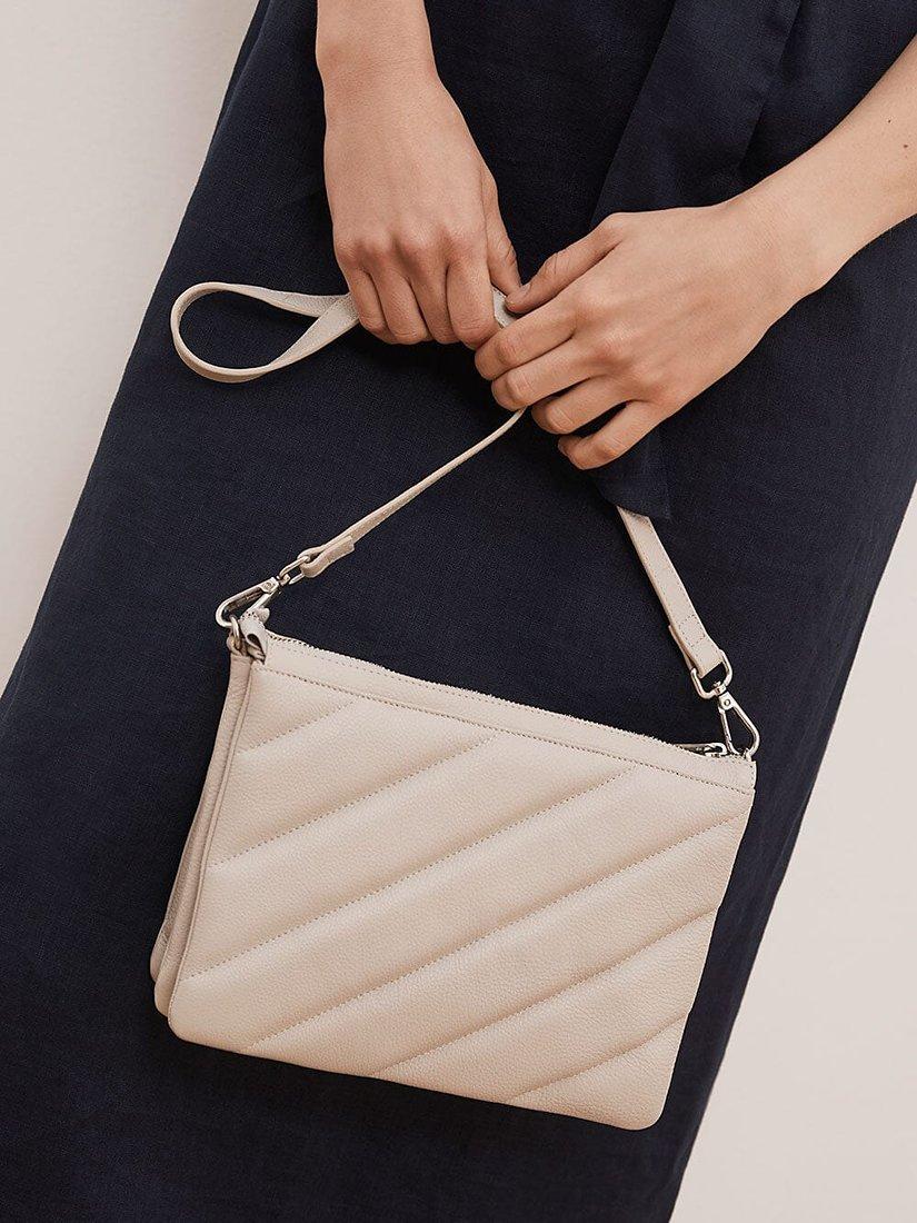 Mint Velvet River Leather Crossbody Bag, Natural, One Size
