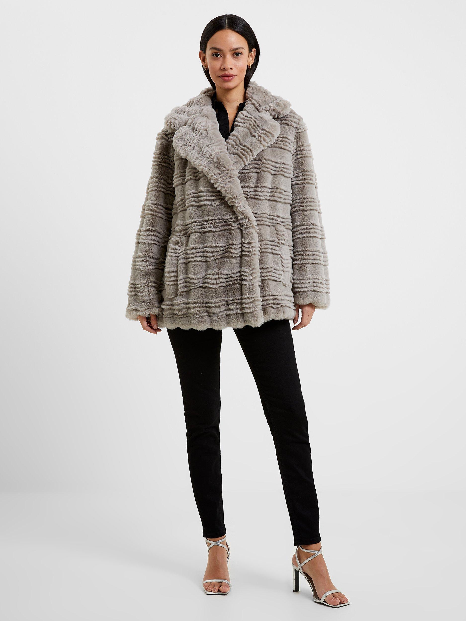 French Connection Daryn Faux Fur Coat, Grey