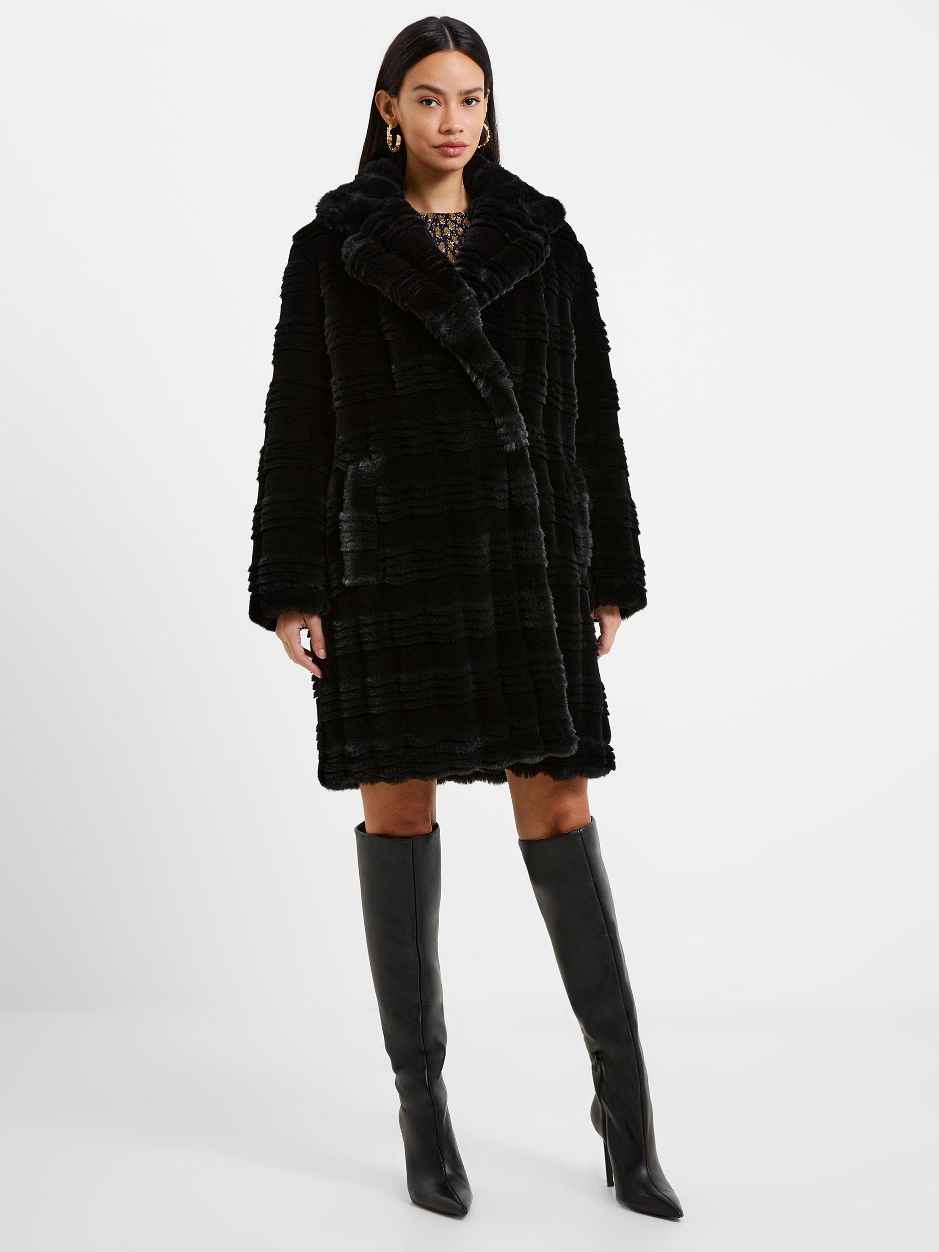 French Connection Daryn Faux Fur Coat Blackout