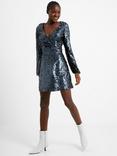 French Connection Bisma Sequin Mini Dress, Gunmetal