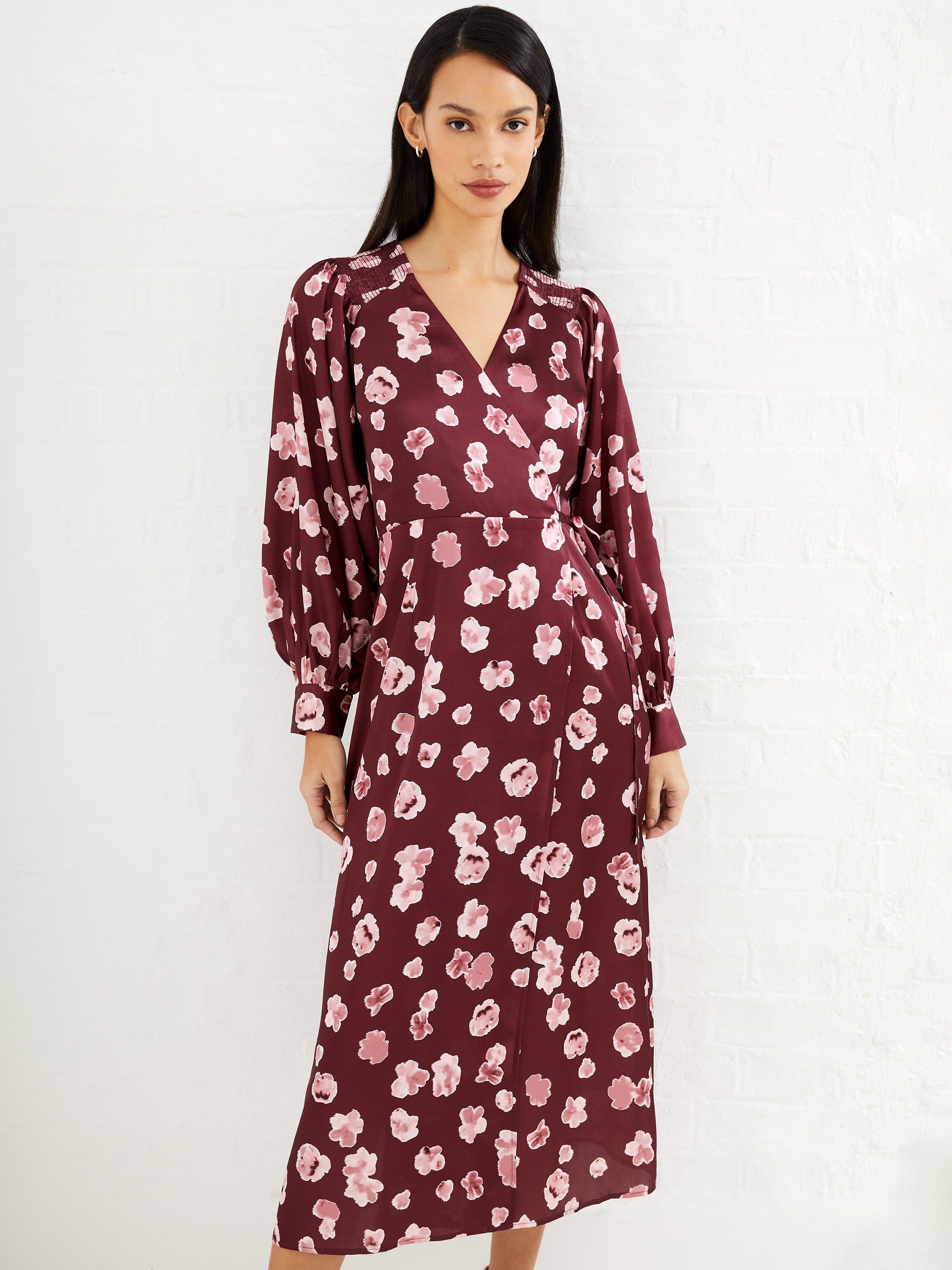 French connection floral wrap dress best sale