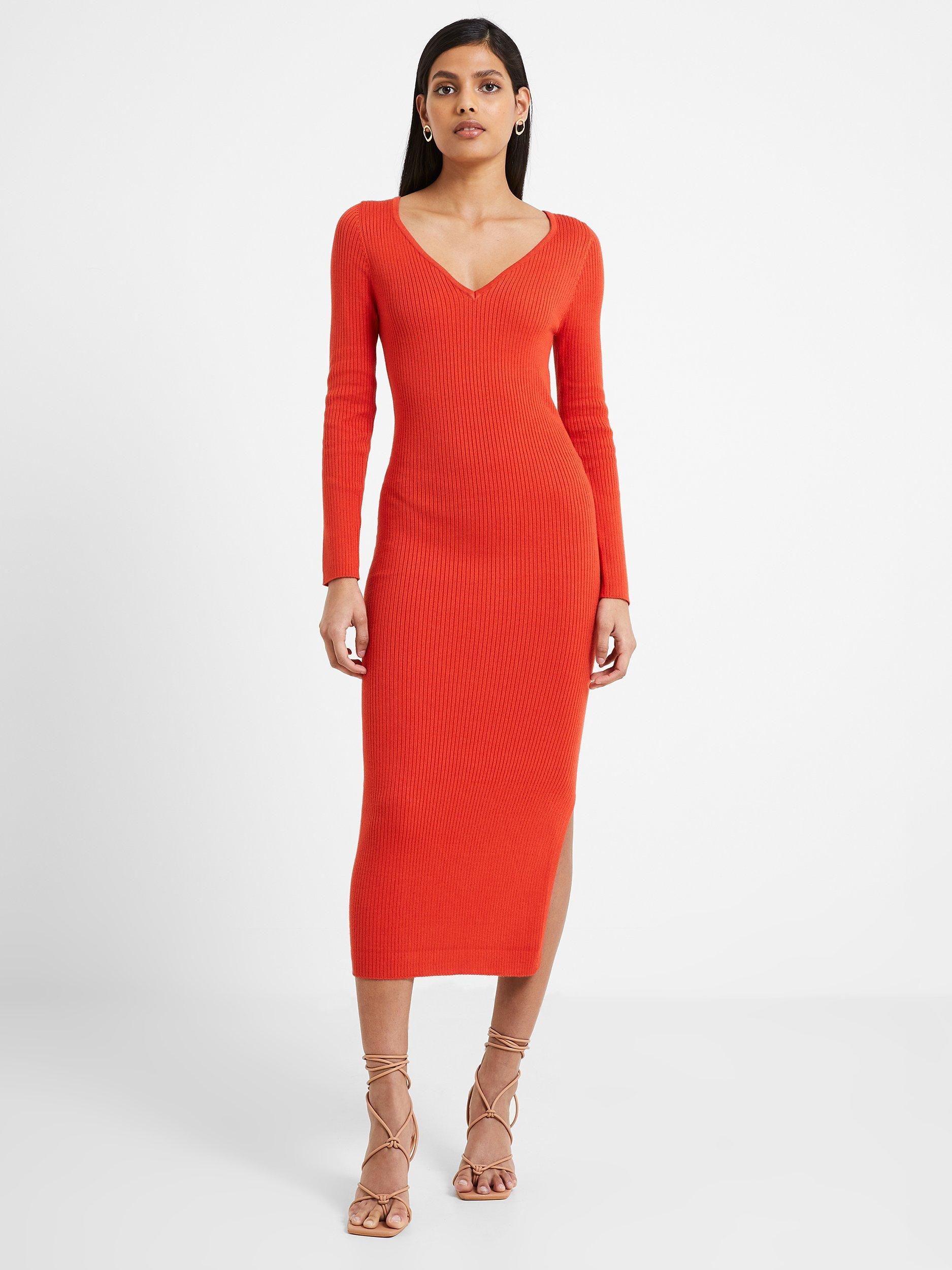 French Connection Mari Knit Dress, Mandarin Red 