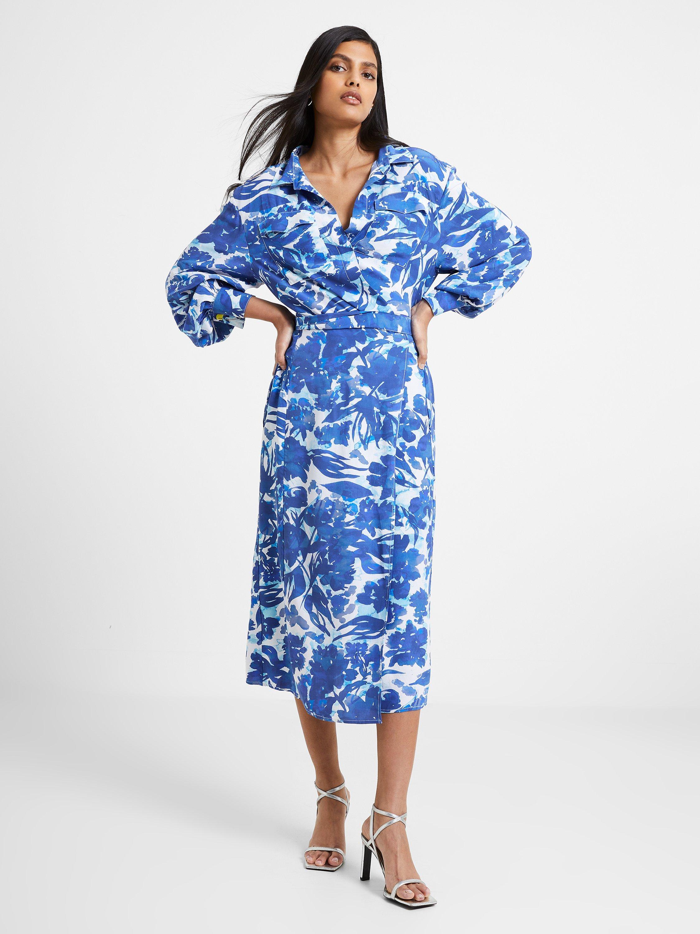 French Connection Bailee Delphine Midi Dress Blue Depths