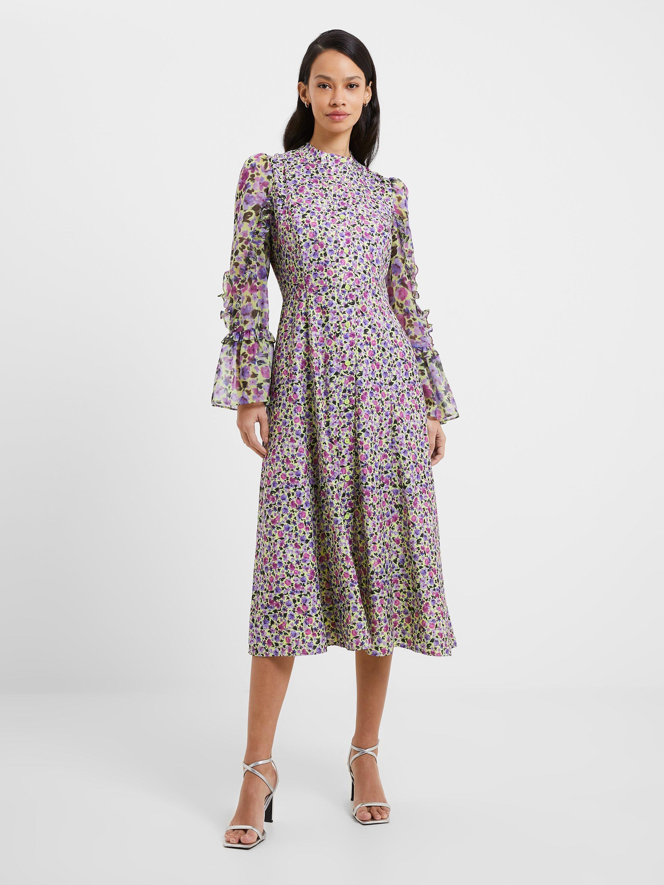 French Connection Alezzia Floral Midi Dress, Sharp Green