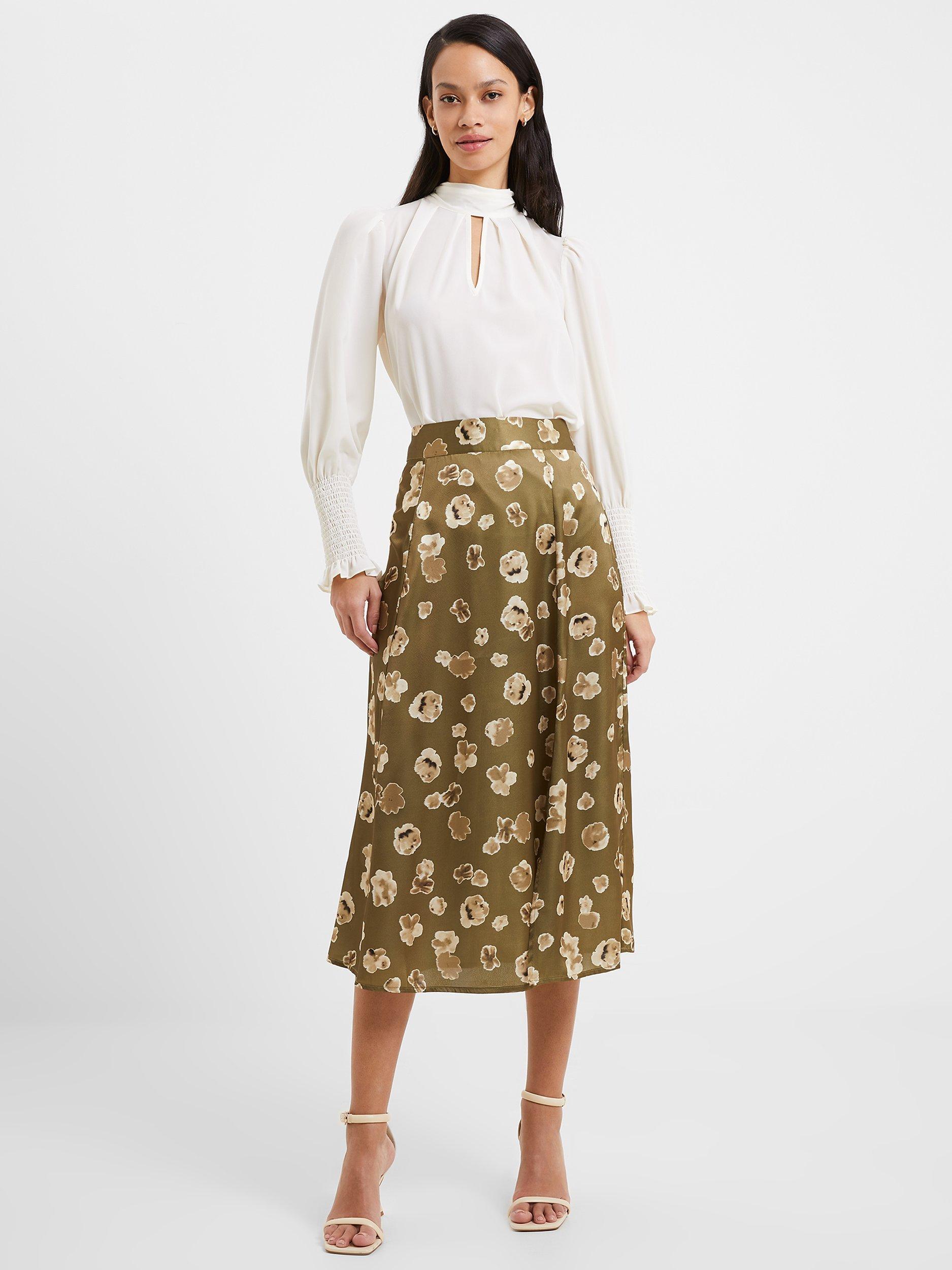 French Connection Crepe High Neck Top, Classic Cream