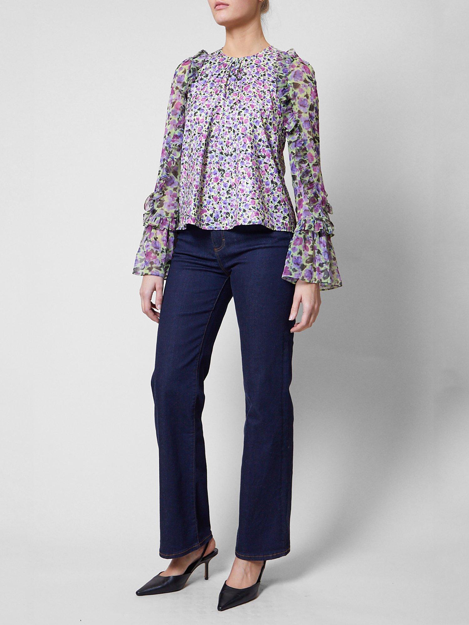 French Connection Alezzia Floral Print Top, Sharp Green
