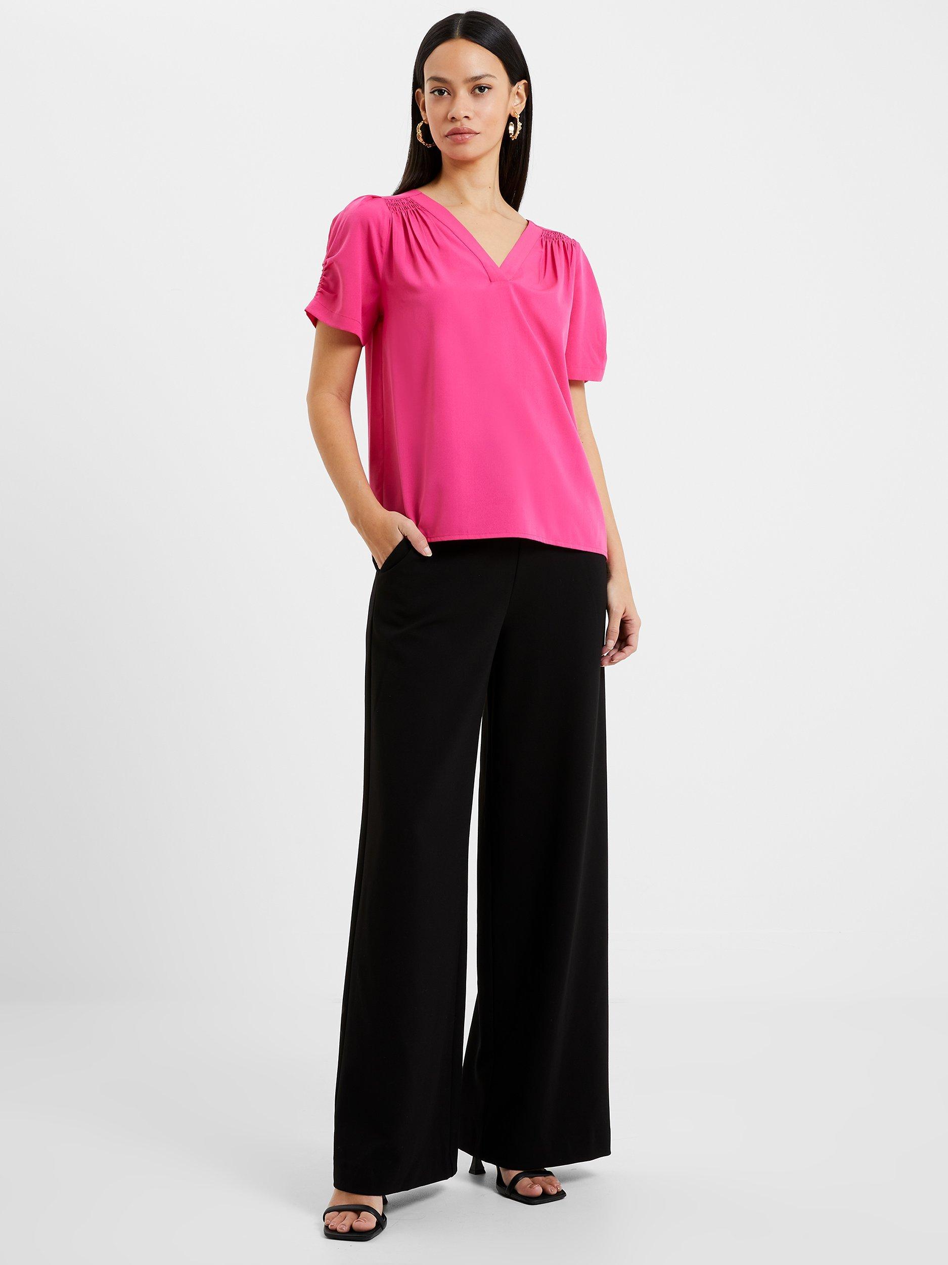 French Connection Light Crepe Top, Fuchsia