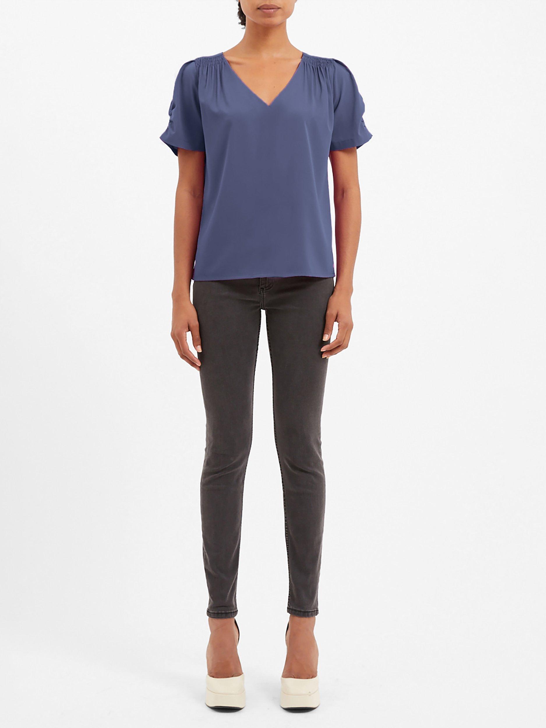 French Connection Light Crepe Top, Coastal Fjord