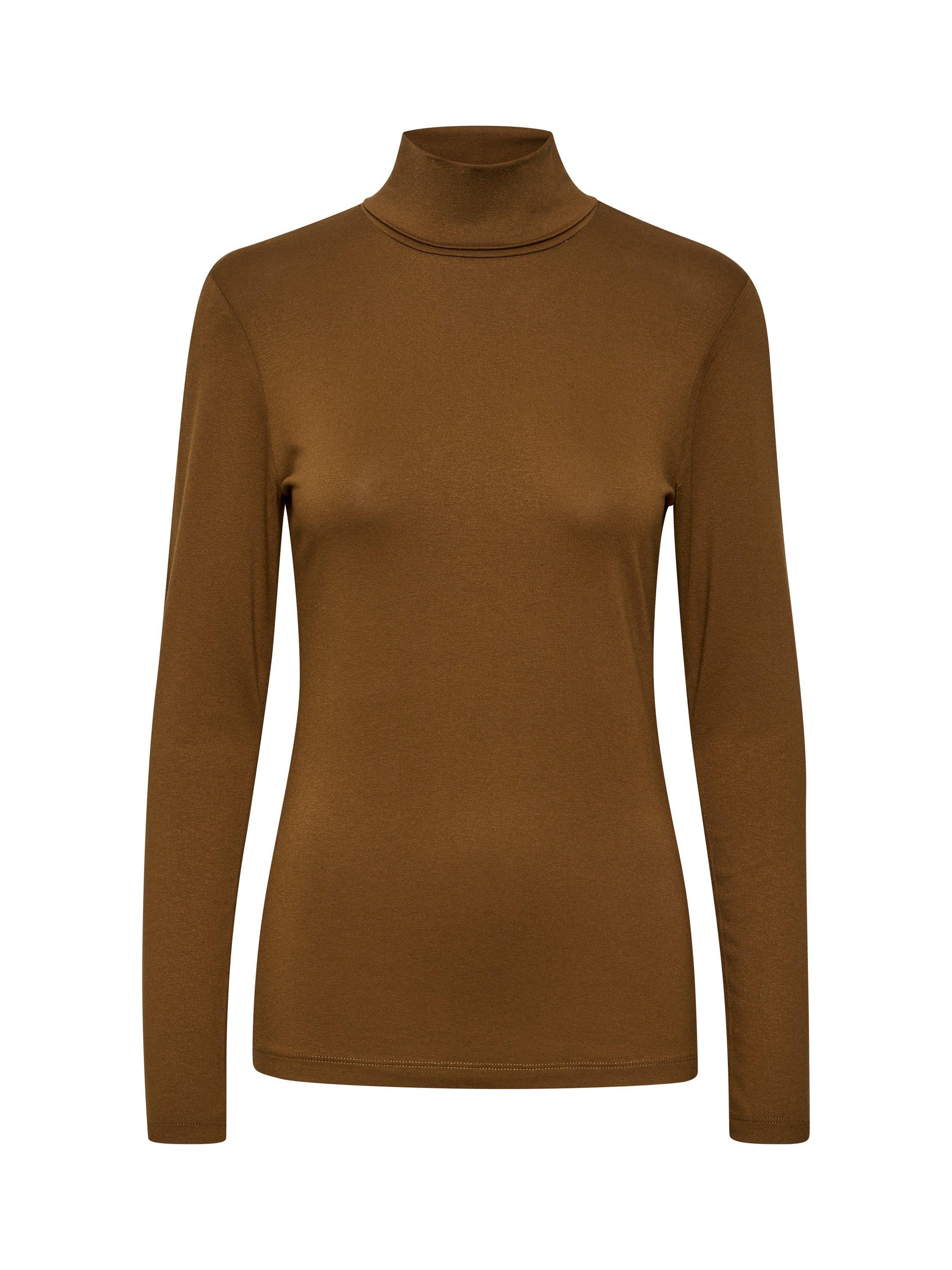 Product image 4 of 5, which shows KAFFE Yoko Jersey Turtleneck Top, Toffee, XS