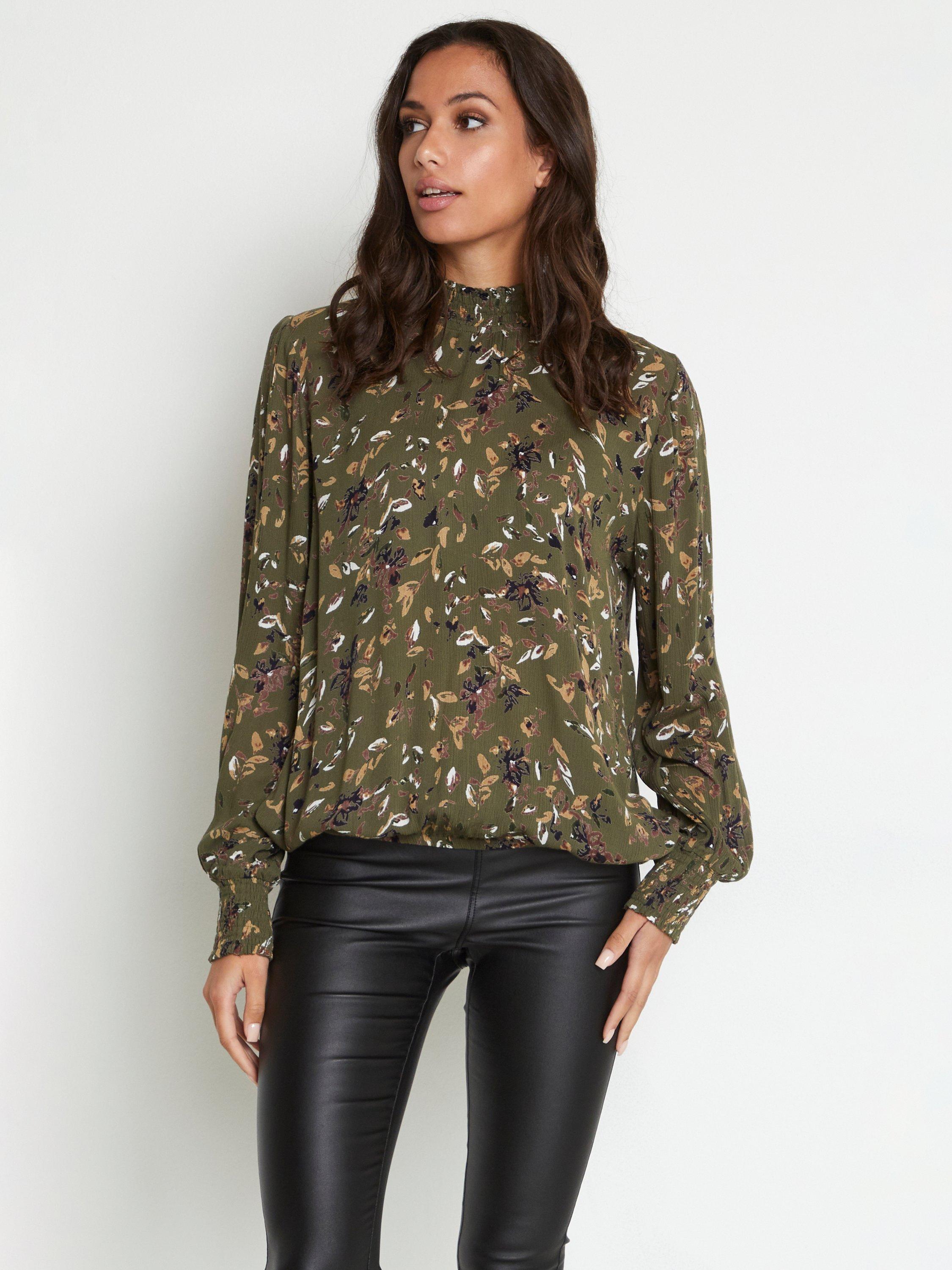 KAFFE Fay Amber Blouse, Grape Leafbrown Leaf