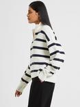 French Connection Vhari Half Zip Striped Jumper