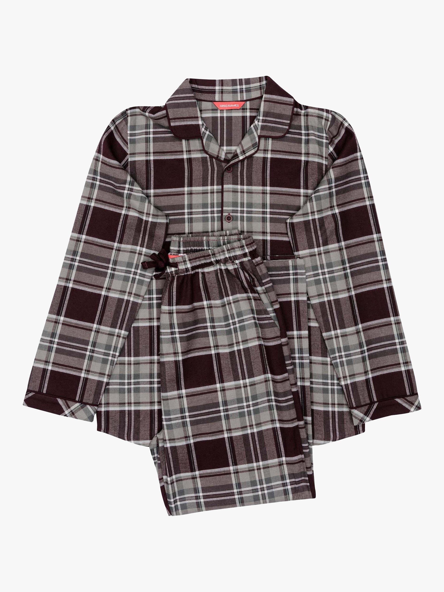 Product image 3 of 4, which shows Minijammies Kids' Spencer Check Long Sleeve Pyjamas, Burgundy, 2-3 years