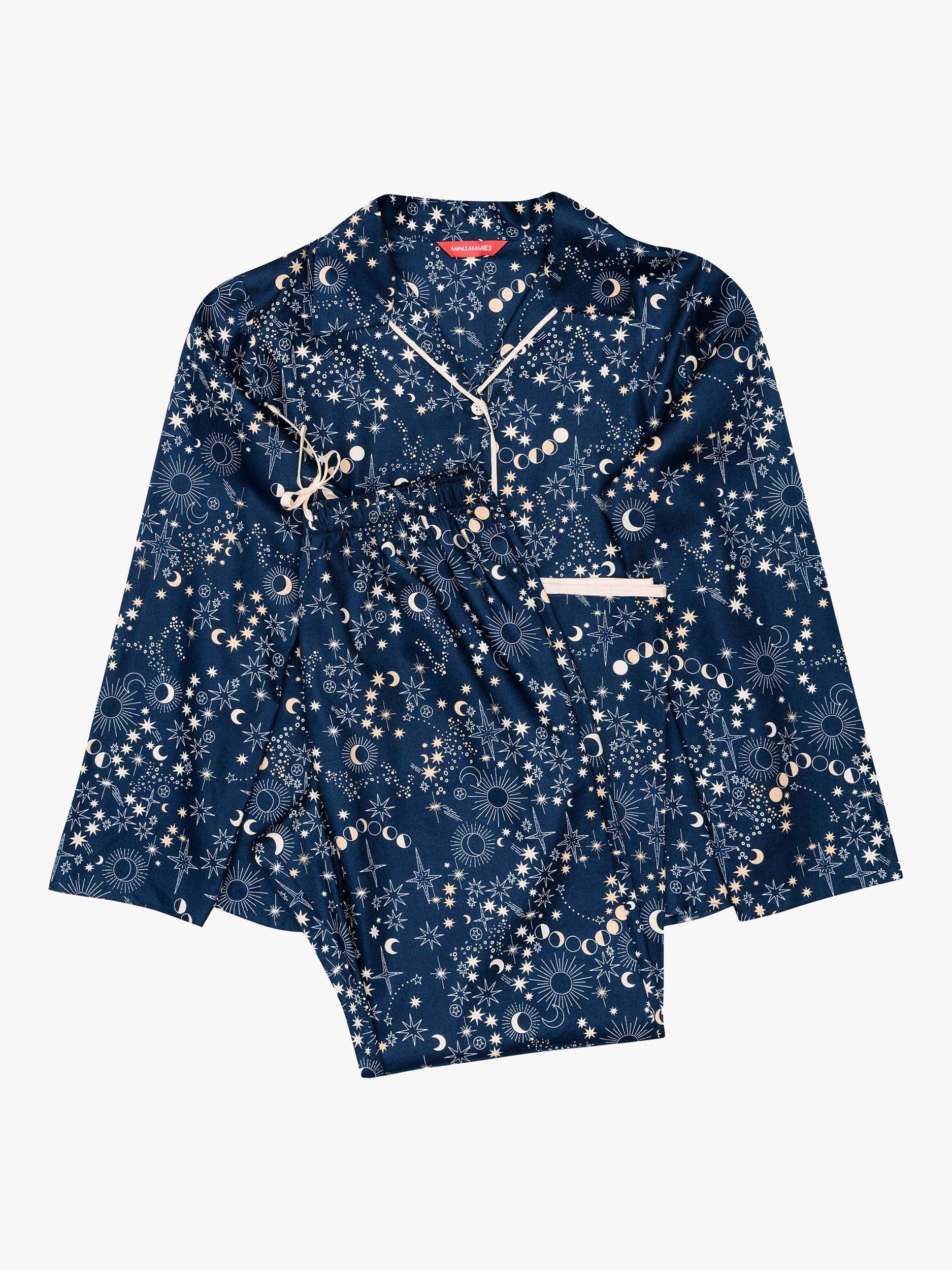 Product image 3 of 4, which shows Minijammies Kids' Cosmo Celestial Print Pyjamas, Navy, 10-11 years