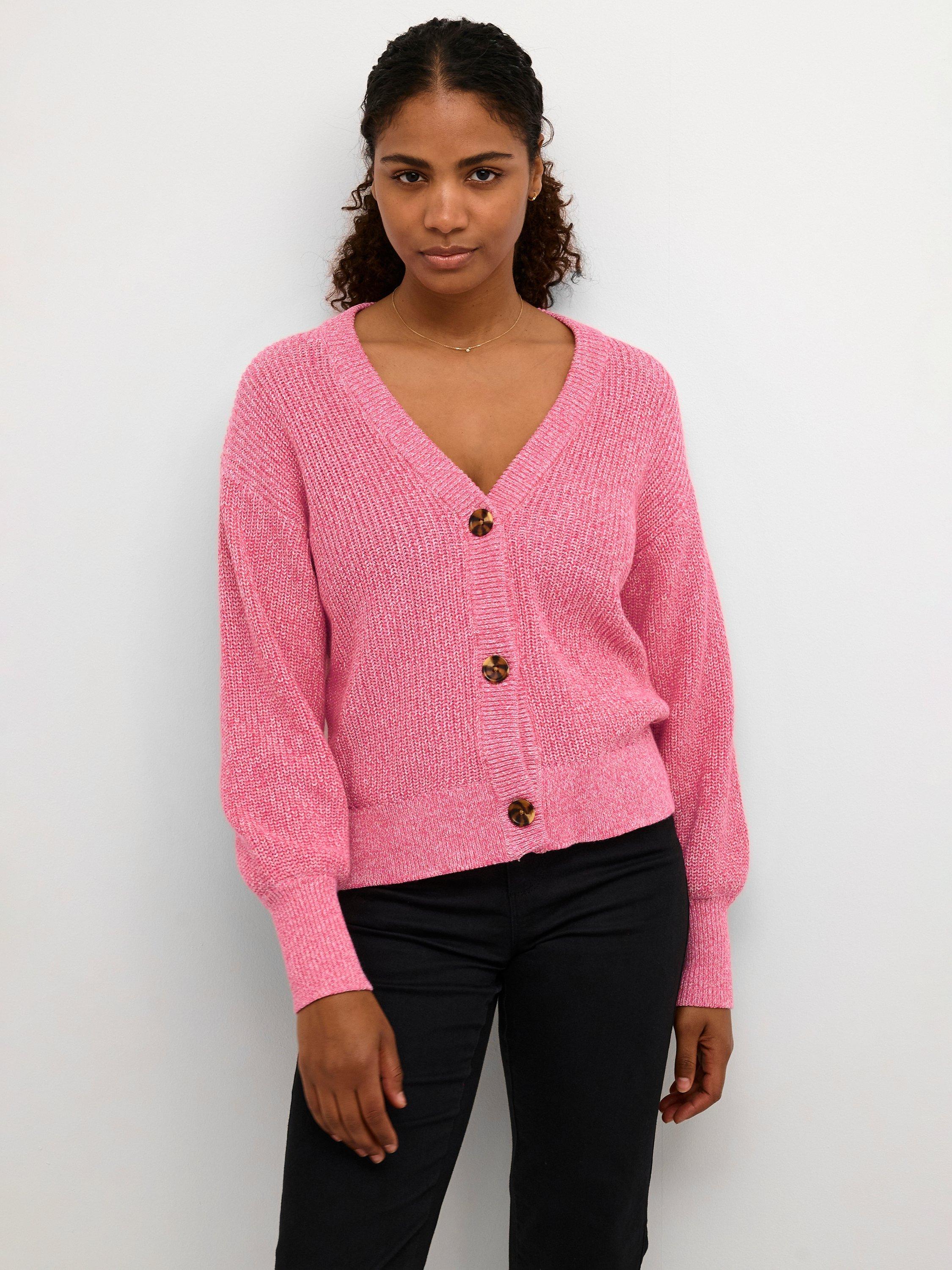 KAFFE Susana V-Neck Cardigan, Shocking Pink