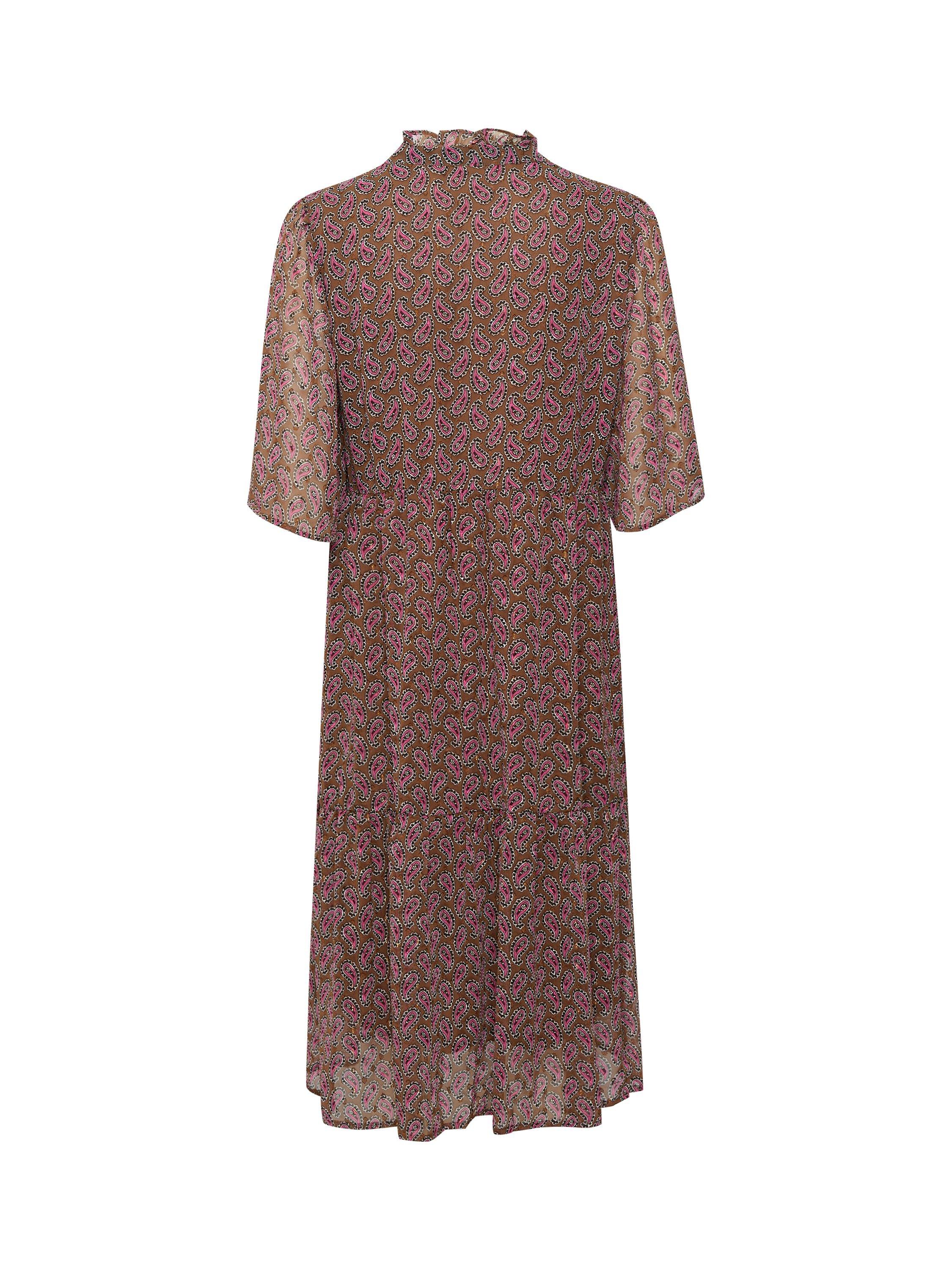 Product image 5 of 5, which shows KAFFE Catalina Knee Length Chiffon Dress, Brown/Multi, 10