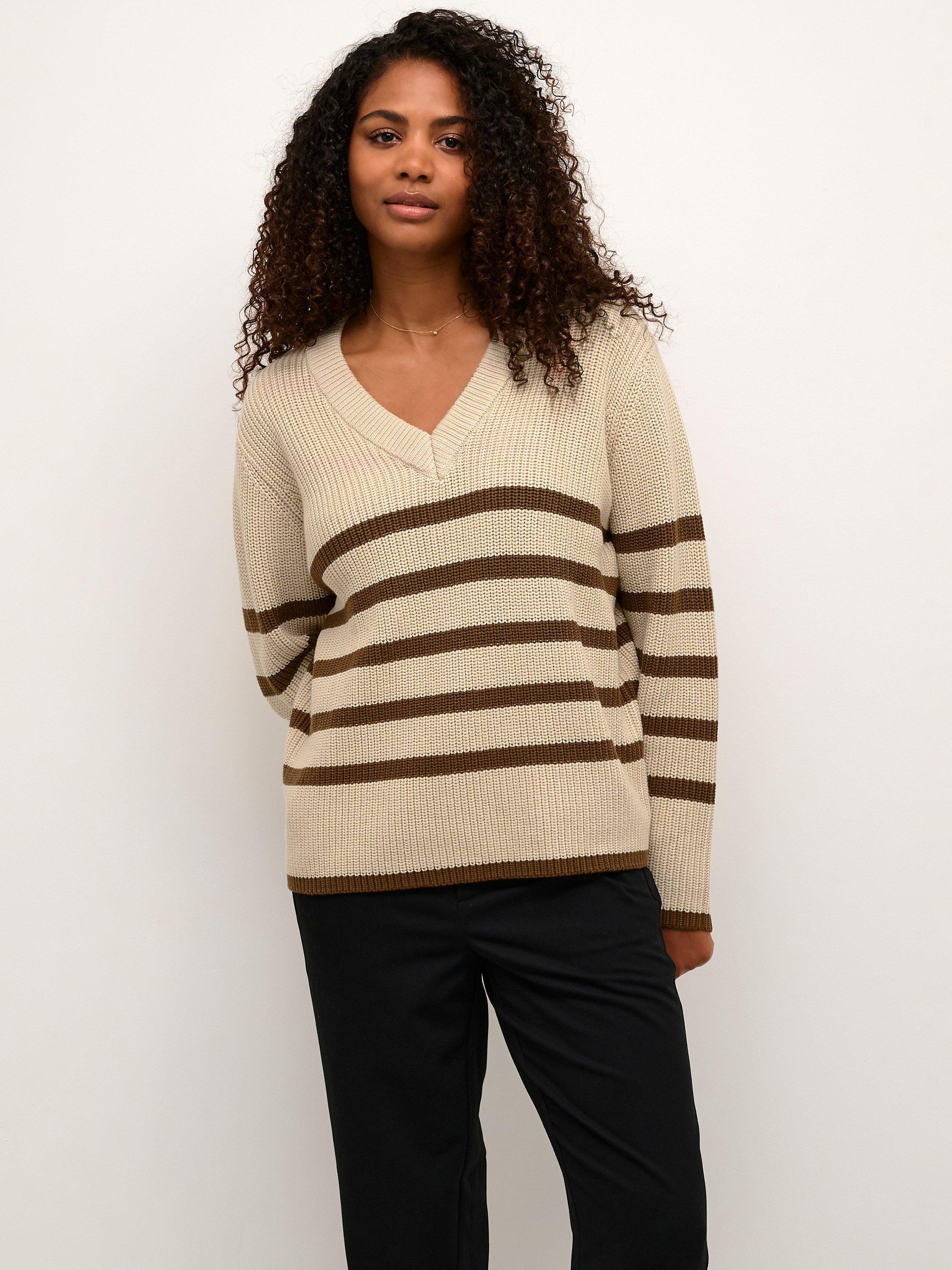 Product image 1 of 5, which shows KAFFE Irina Knit Jumper, Sand/Soft Silt, XXL