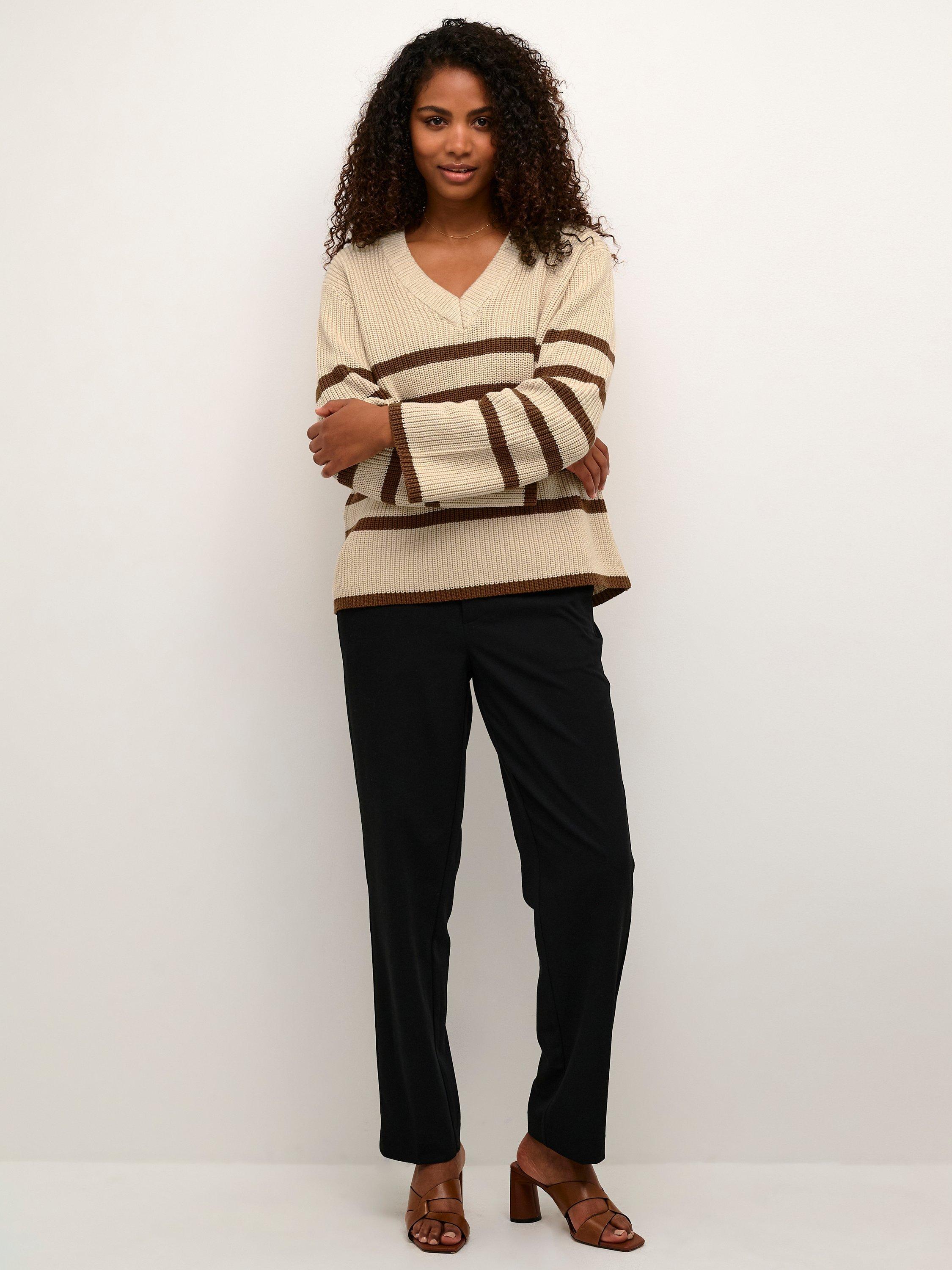Product image 2 of 5, which shows KAFFE Irina Knit Jumper, Sand/Soft Silt, XXL