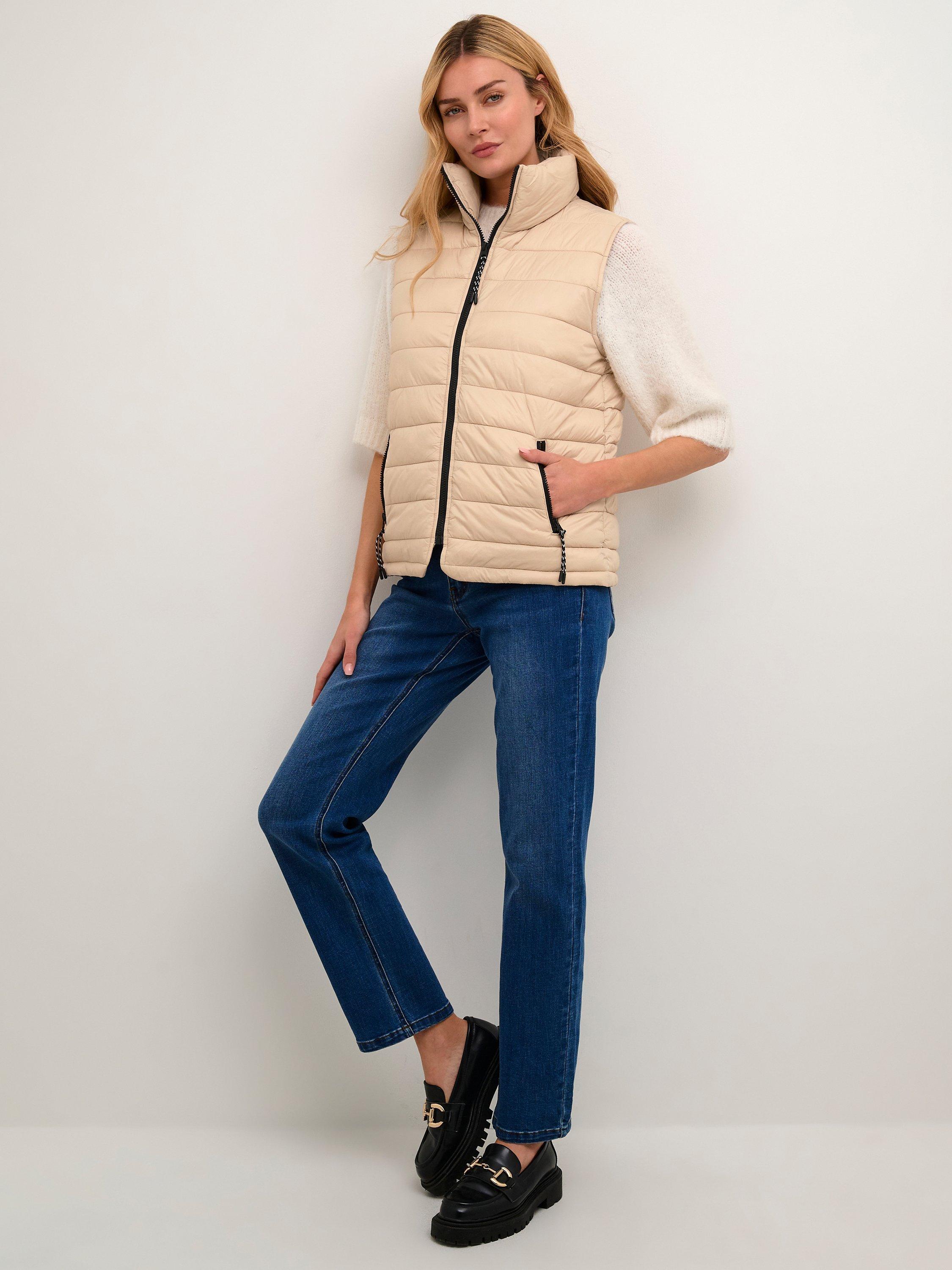 KAFFE Lira Zipped Puffer Gilet, Cream