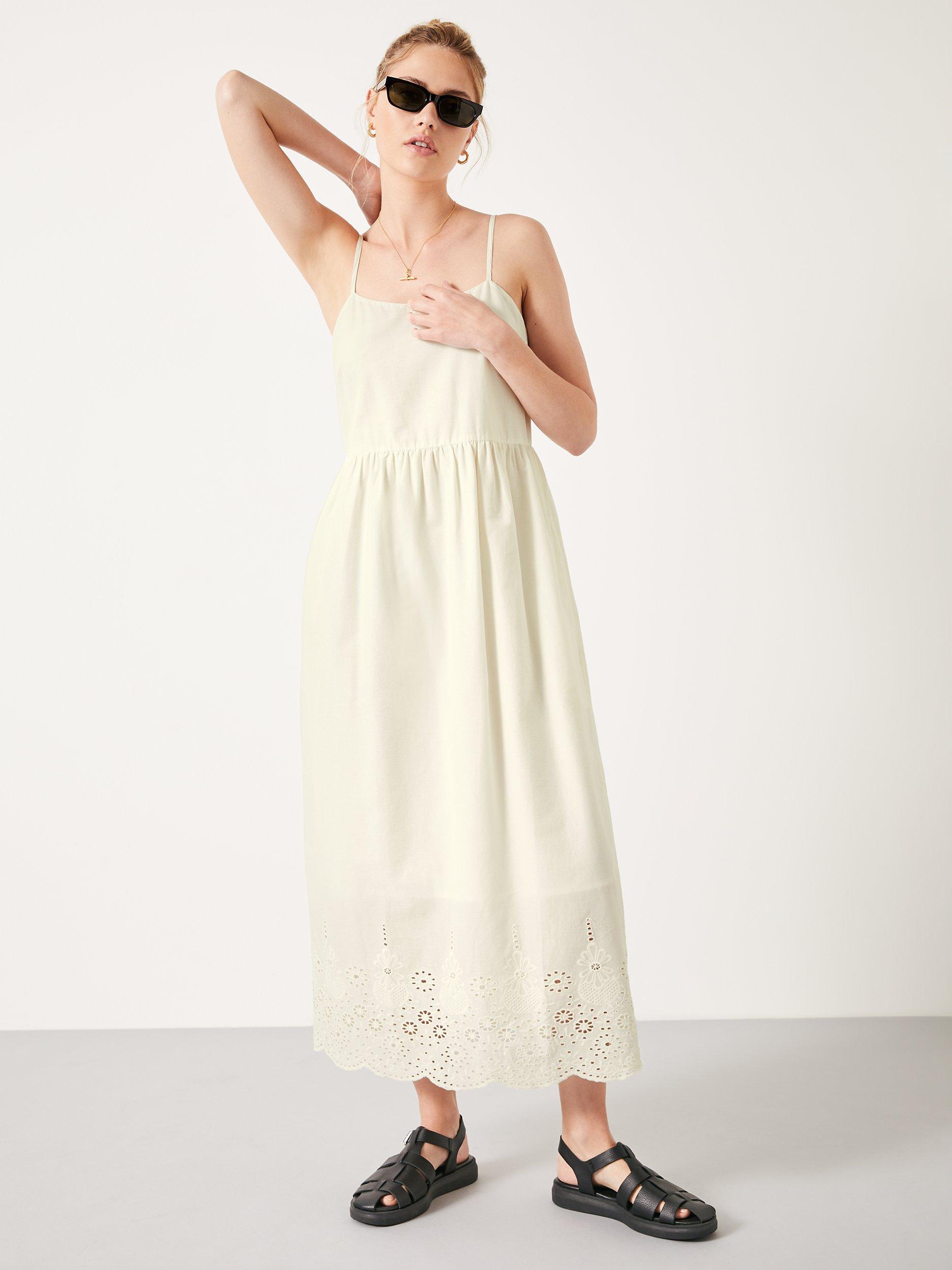 HUSH Neesha Broderie Midi Dress, Ecru