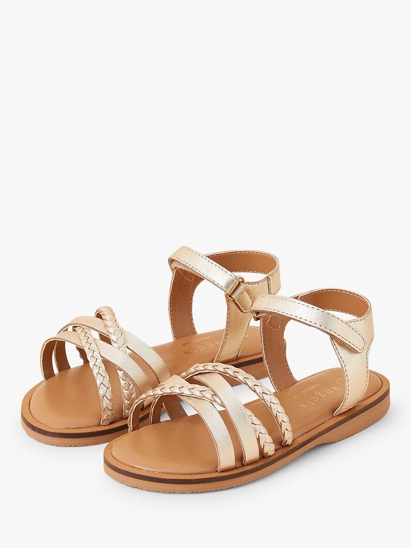 Product image 2 of 2, which shows Angels by Accessorize Kids' Plaited Strappy Sandals, Gold, 1