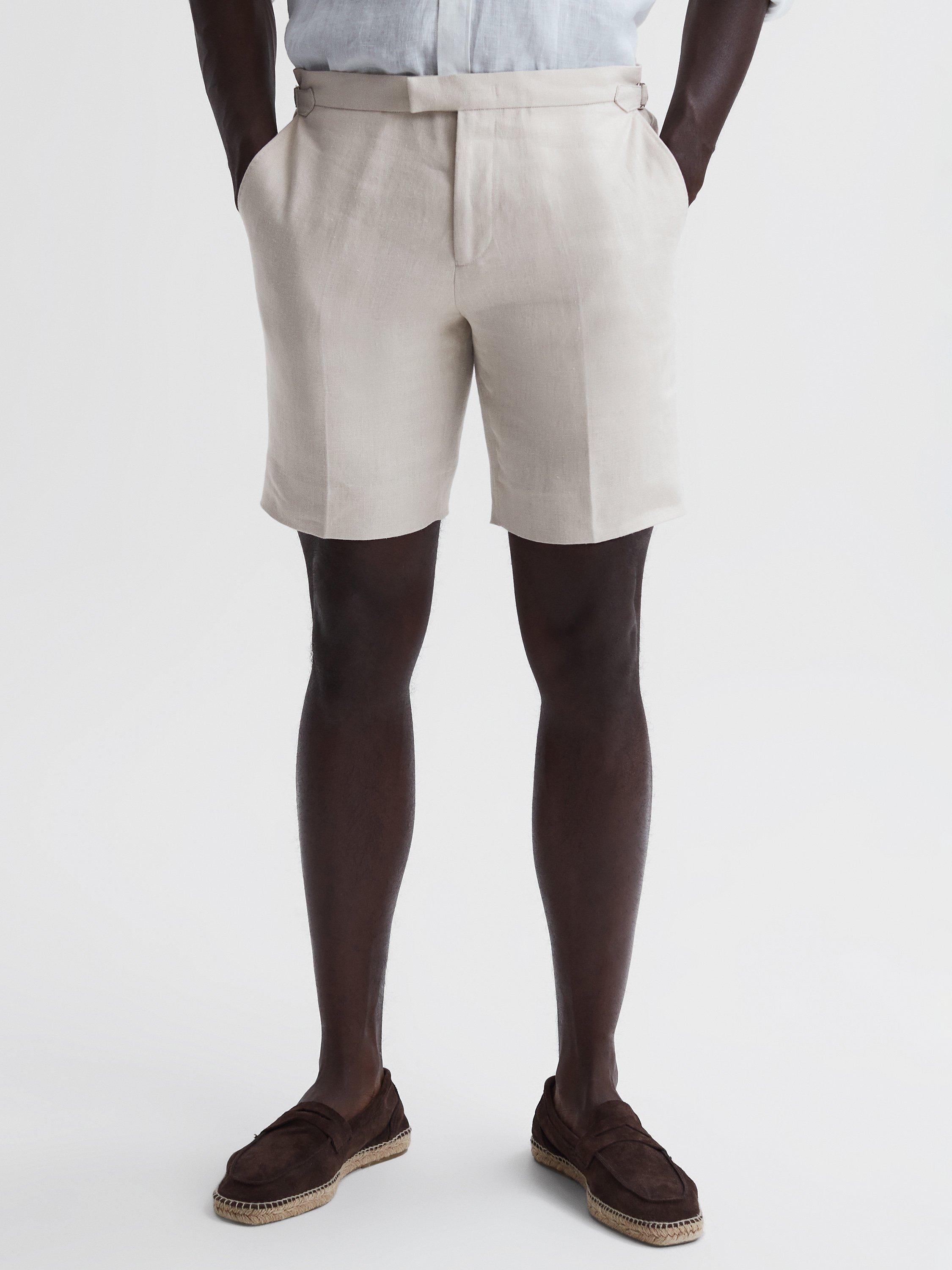 Reiss Searcy Linen Formal Side Shorts, Oatmeal