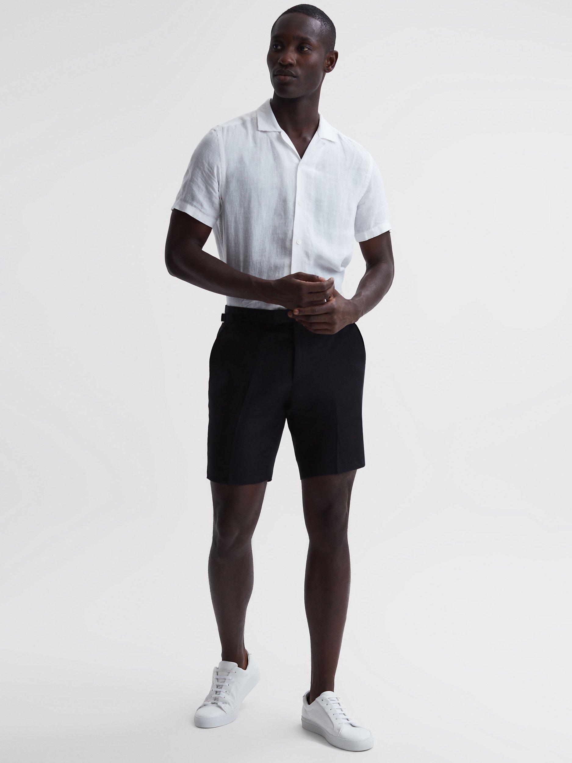 Reiss Searcy Linen Formal Shorts, Black