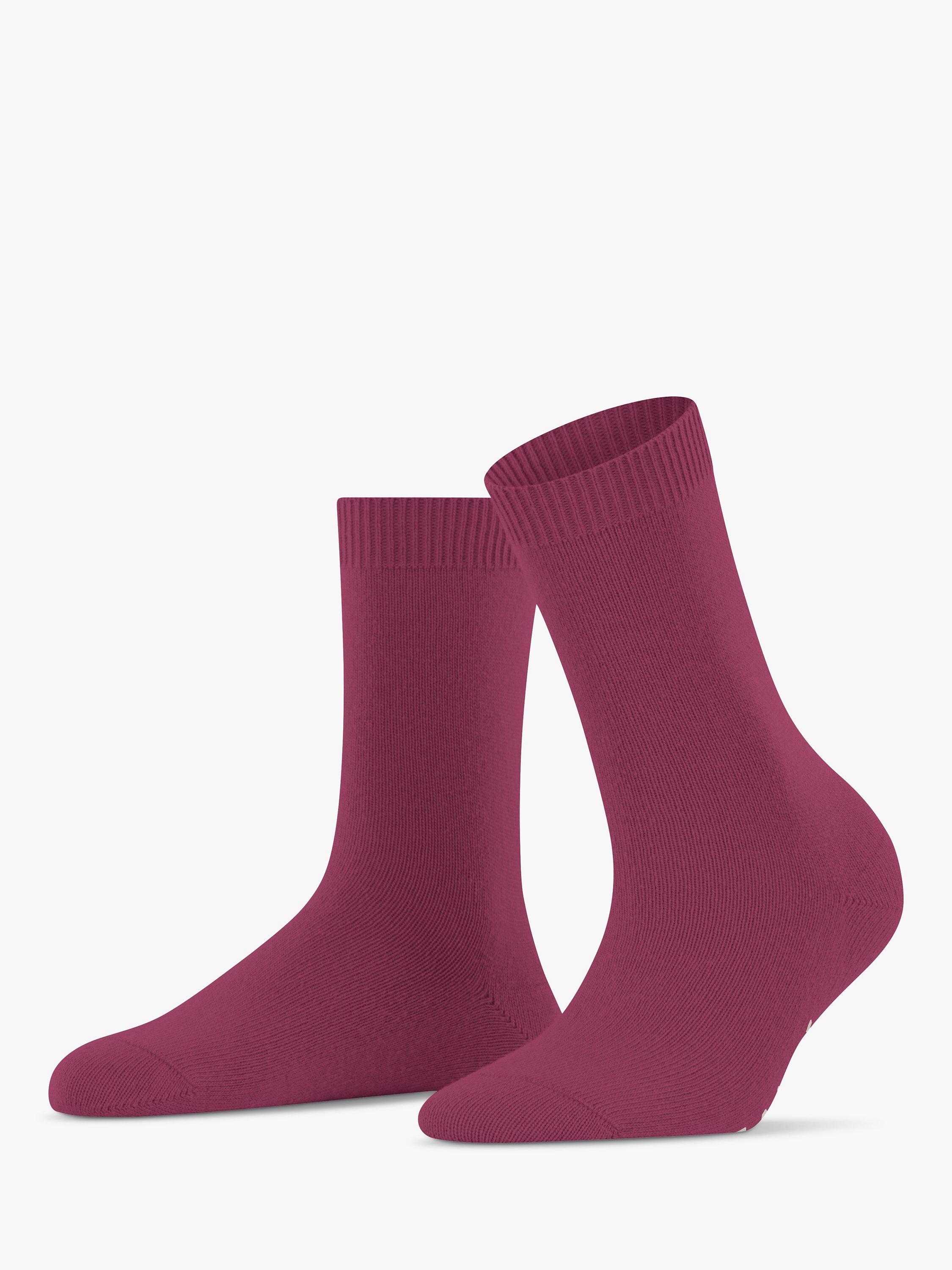 FALKE Cosy Wool Mix Cashmere Blend Ankle Socks, 8236 Red Plum