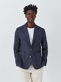 John Lewis Singe Breasted Cotton Blend Blazer, Navy