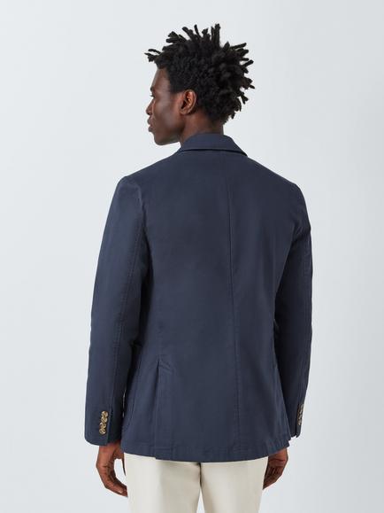 John Lewis Singe Breasted Cotton Blend Blazer - view 2, Navy