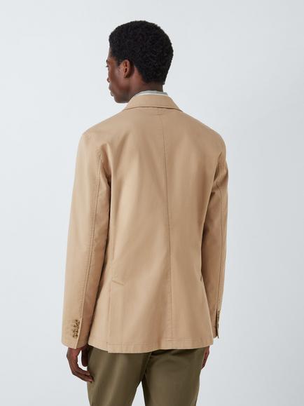 John Lewis Singe Breasted Cotton Blend Blazer - view 2, Stone