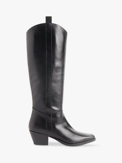 Whistles Asa Block Heel Western Boots, Black