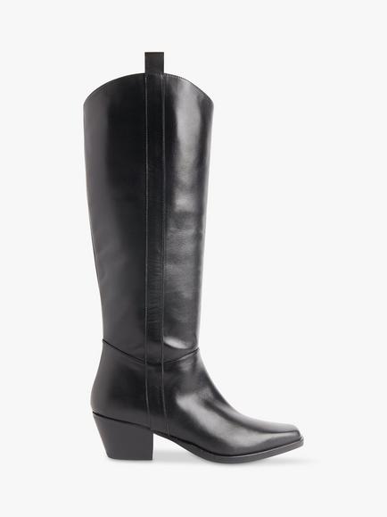 Whistles Asa Block Heel Western Boots, Black