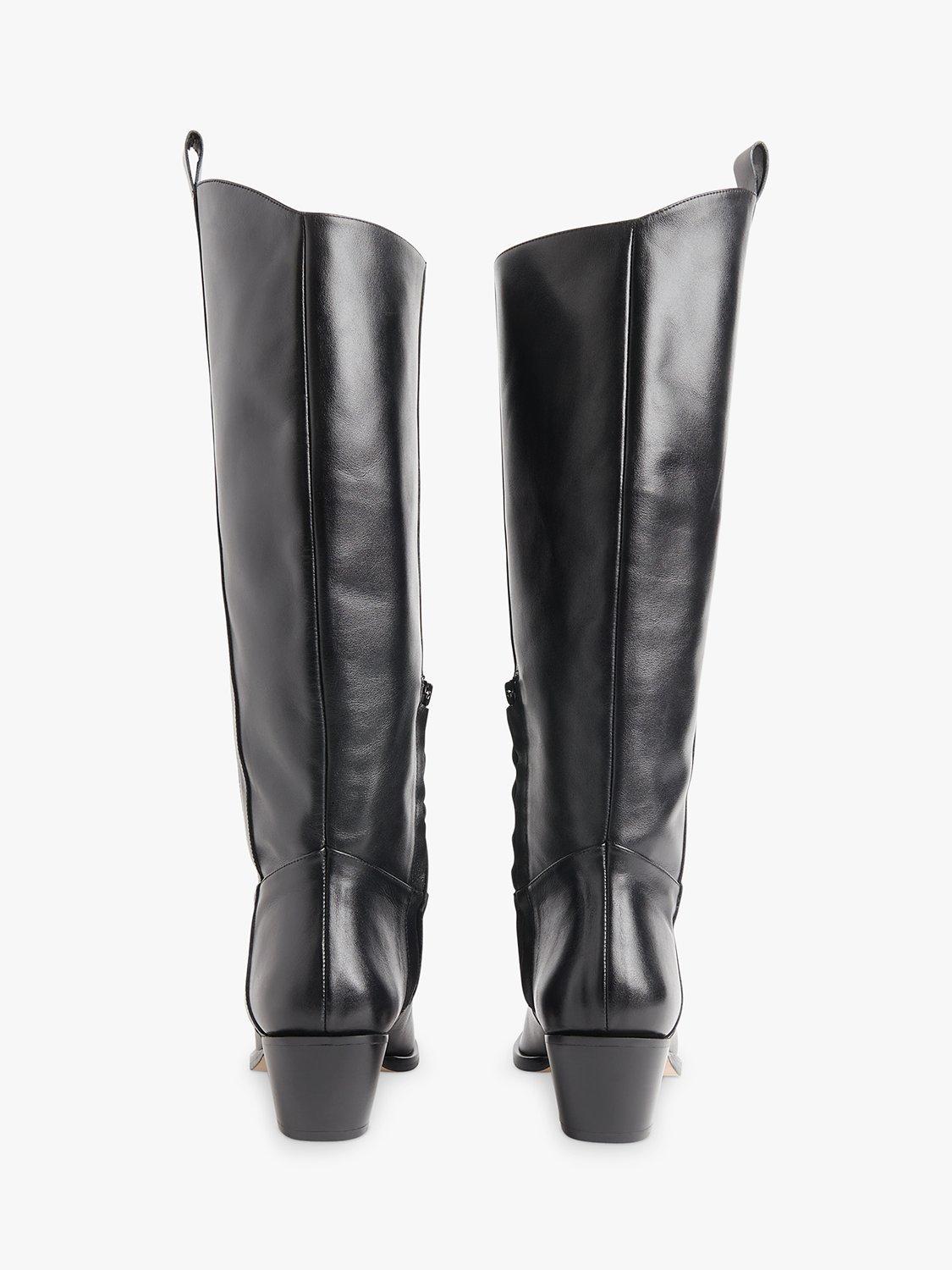 Product image 2 of 5, which shows Whistles Asa Block Heel Western Boots, Black, 3