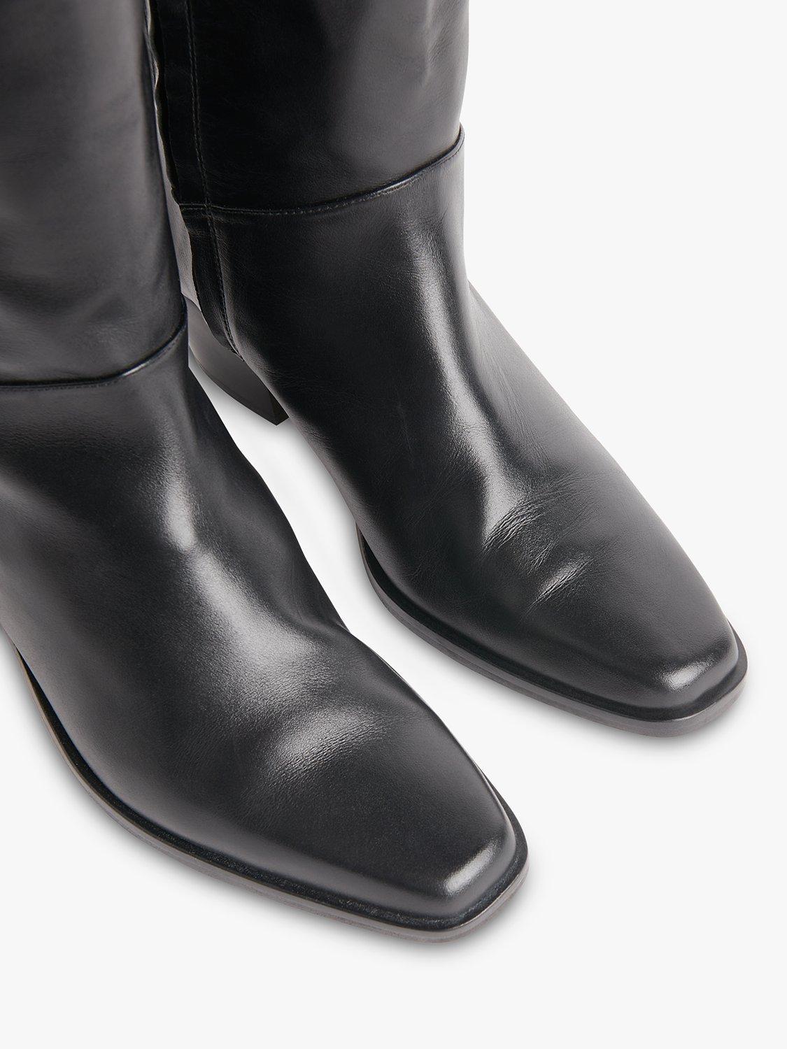 Product image 3 of 5, which shows Whistles Asa Block Heel Western Boots, Black, 3
