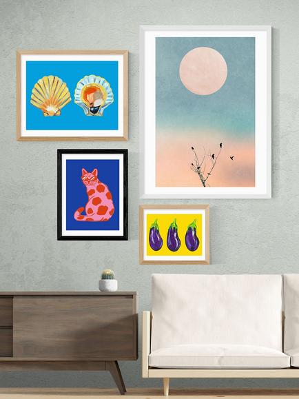 EAST END PRINTS Tartagain 'Cool Cat' Framed Print - view 2, Black Frame