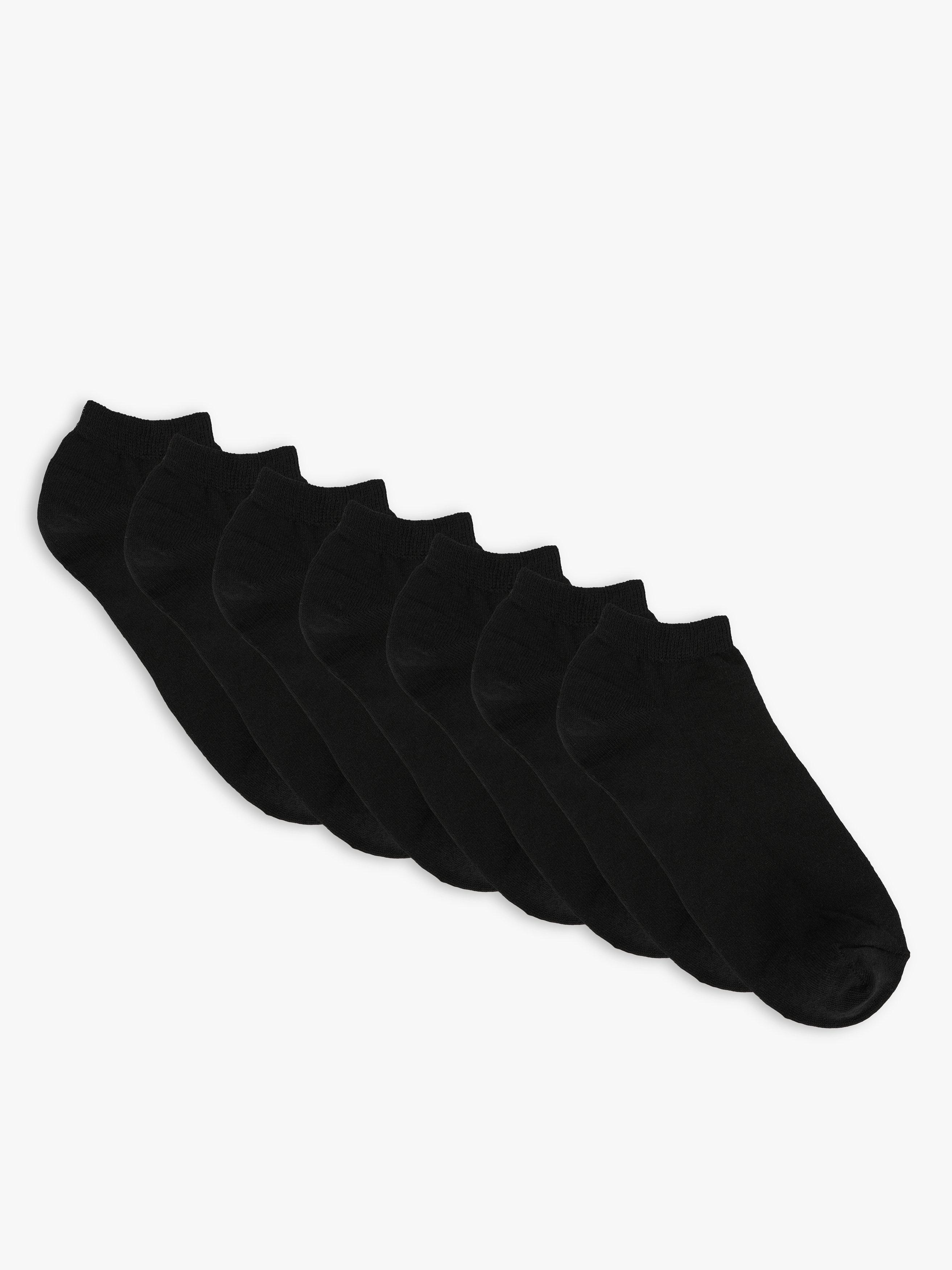 John Lewis ANYDAY Men's Trainer Liner Socks, Pack of 7, Black