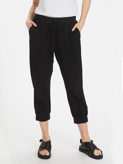 KAFFE Naya Capri Cropped Tapered Joggers, Black Deep